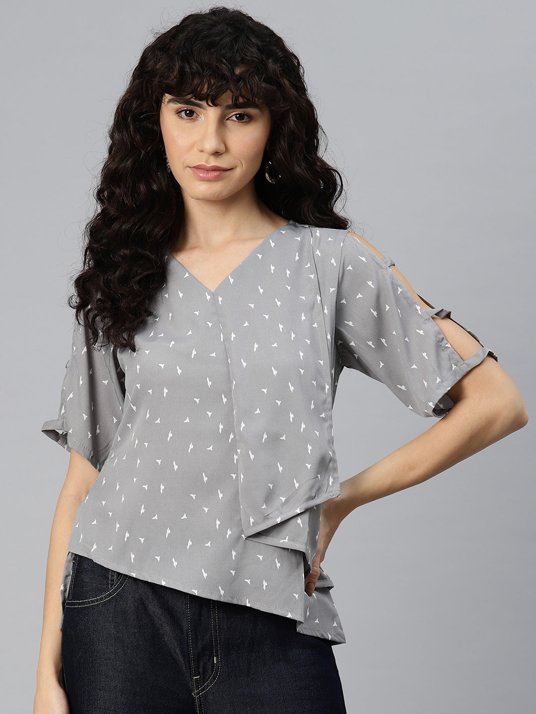 Slate Sophistication Crepe Top