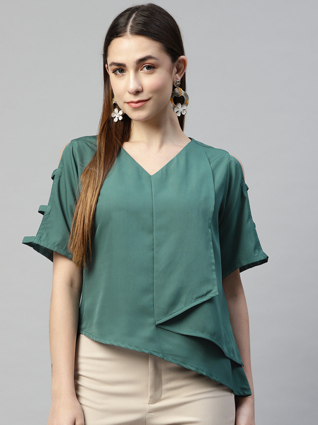 Teal Tranquility Crepe Blouse