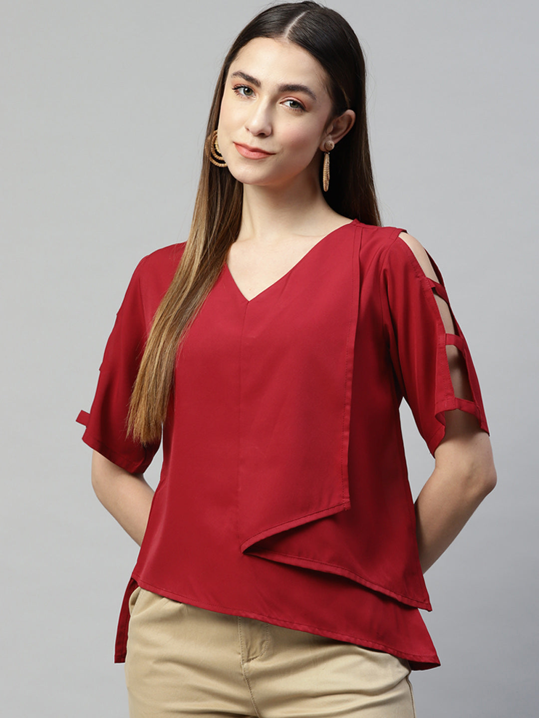Burgundy Allure Crepe Top