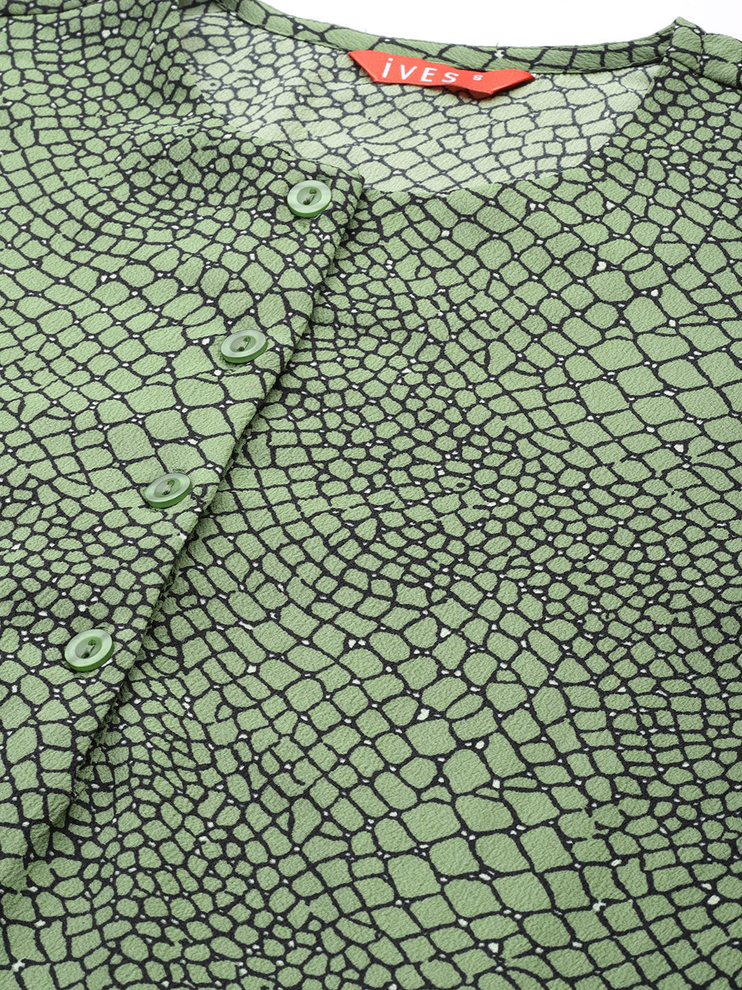 Verdant Charm Crepe Blouse