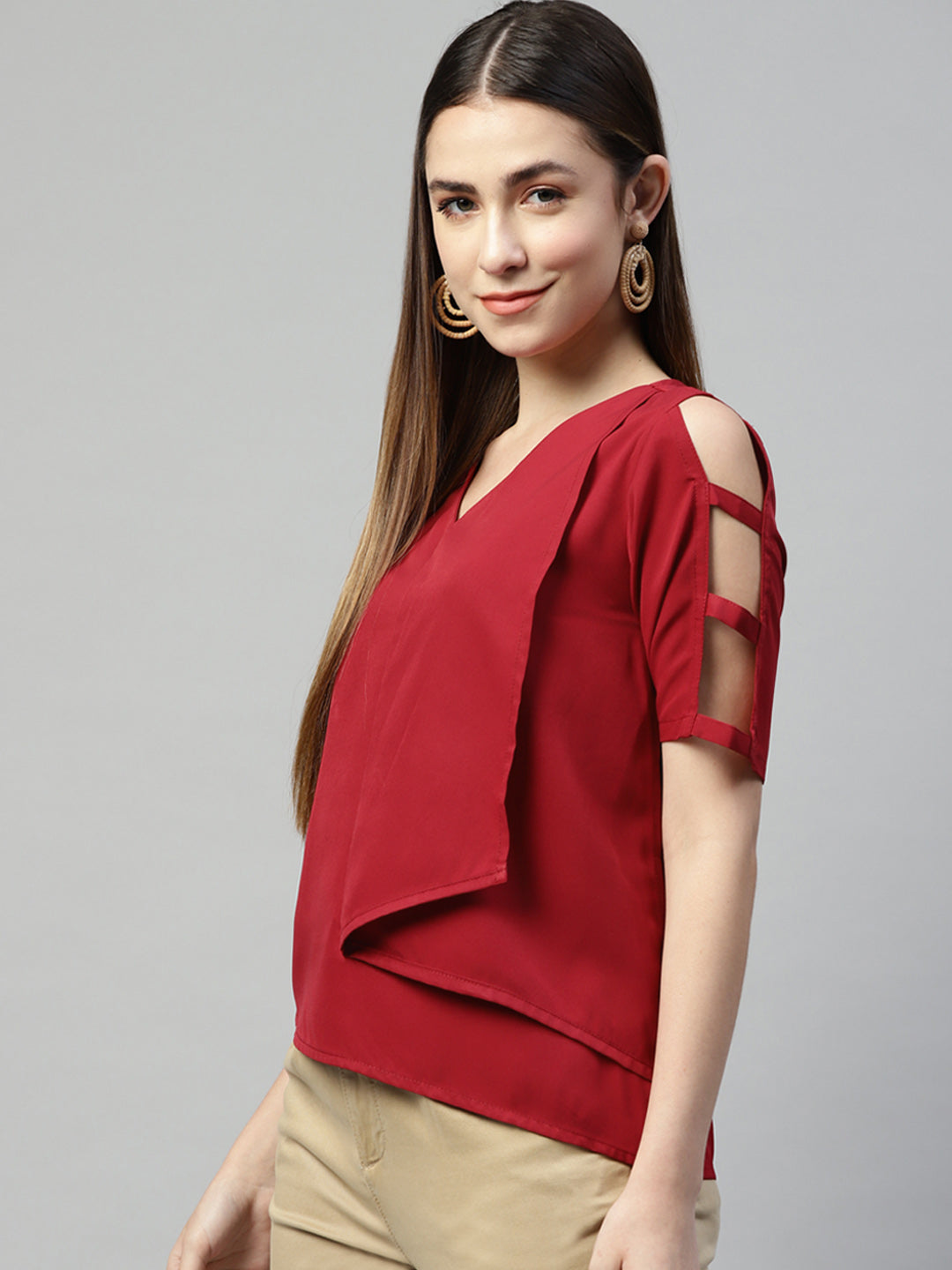 Burgundy Allure Crepe Top