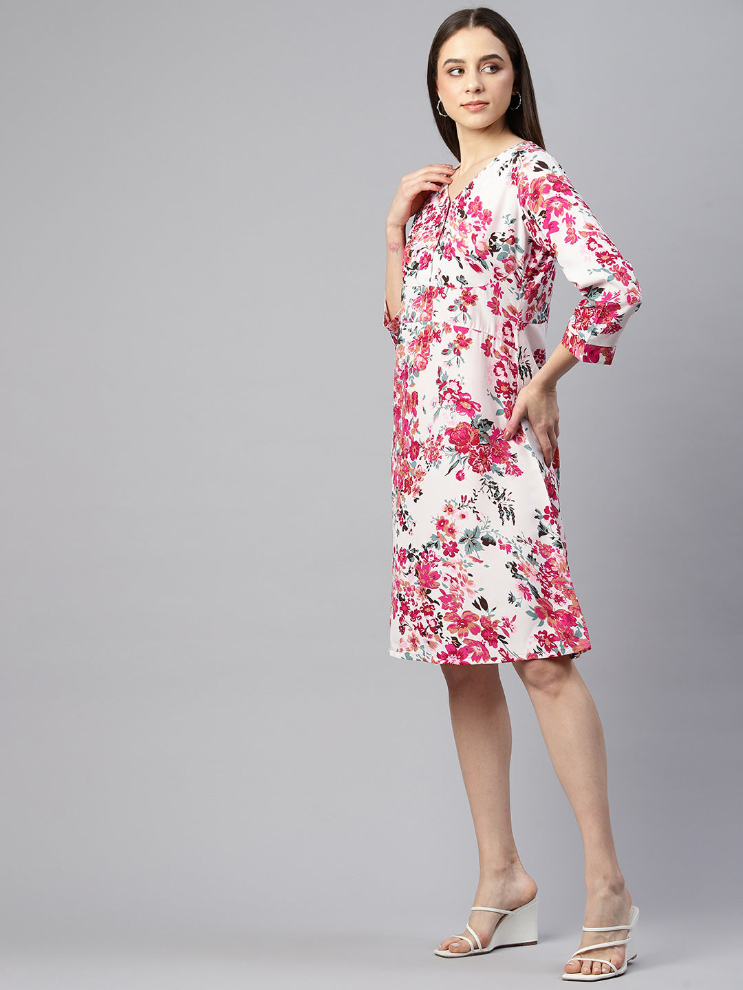 Pristine Elegance Crepe Dress
