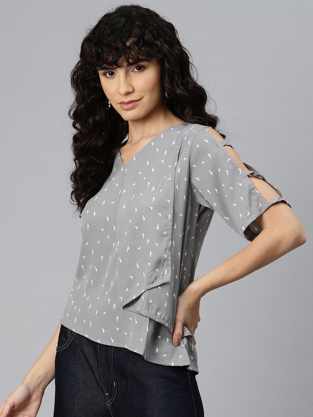Slate Sophistication Crepe Top