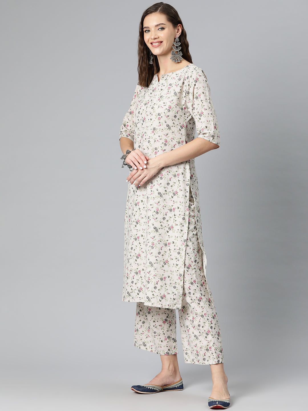Blooming Elegance Cotton Suit Set