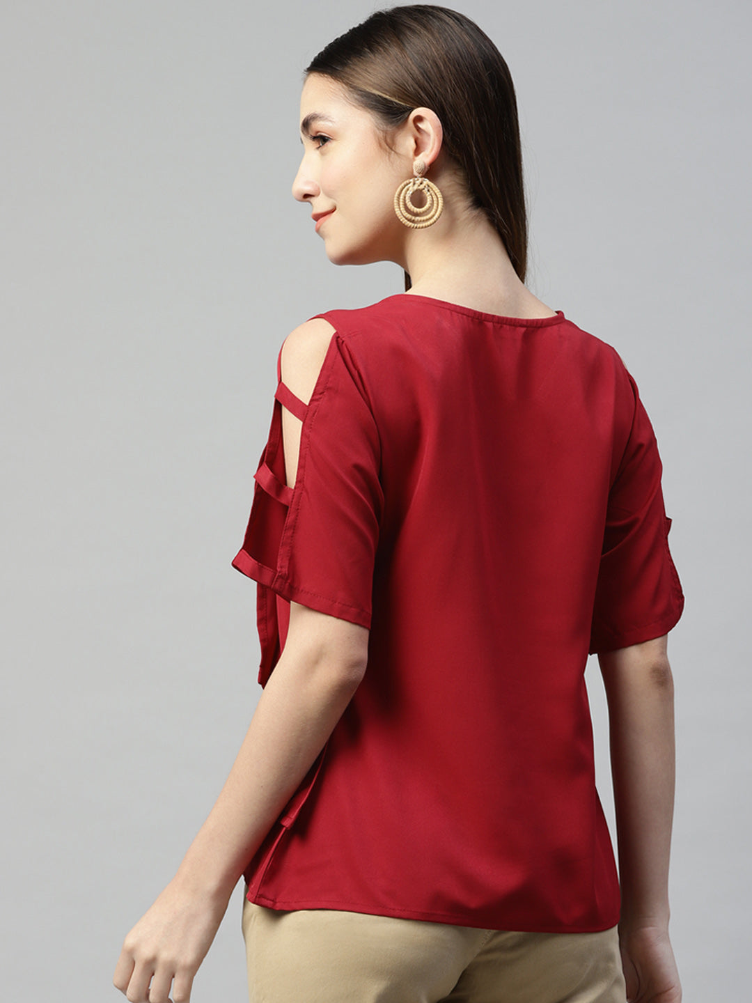 Burgundy Allure Crepe Top