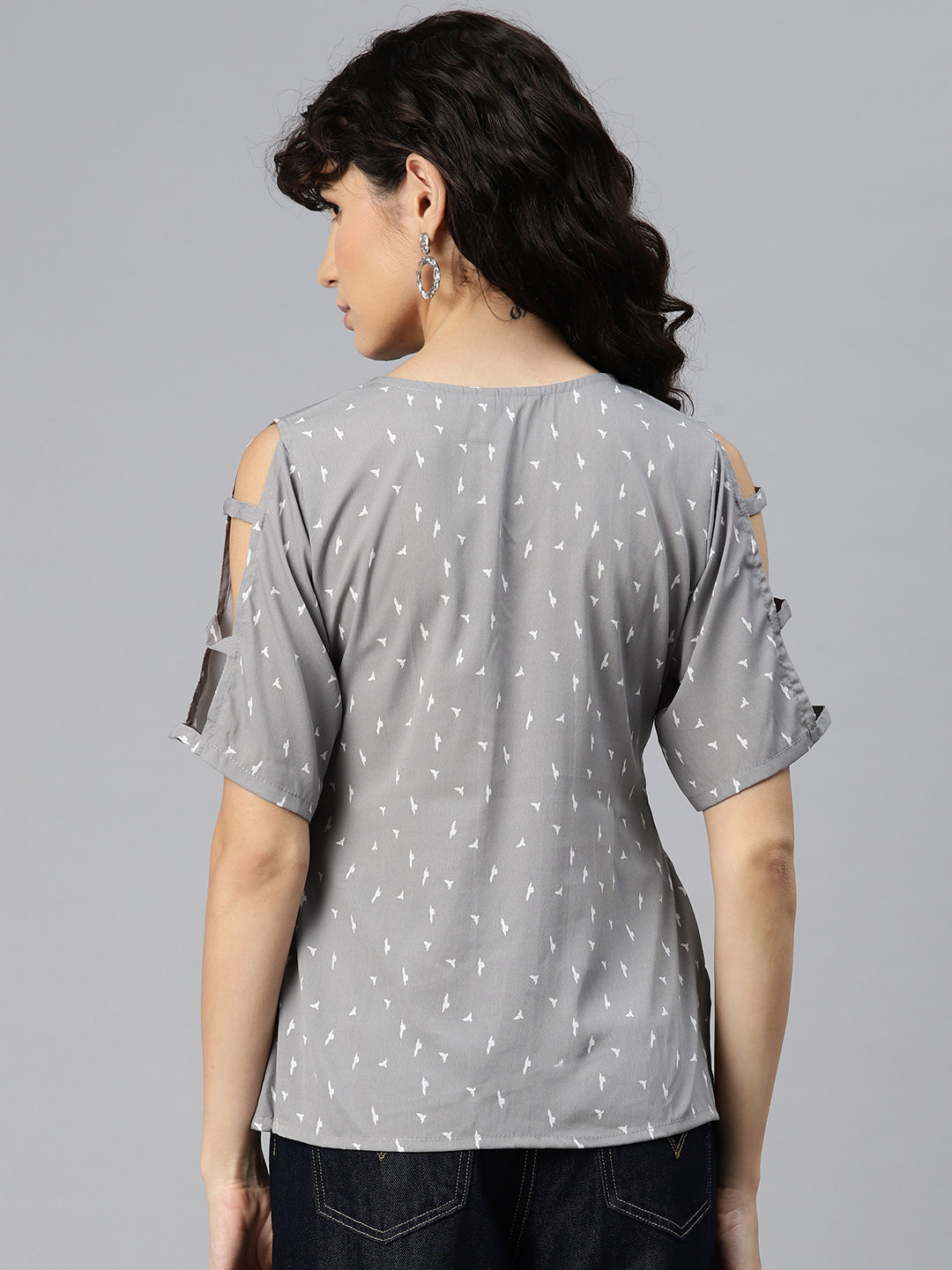 Slate Sophistication Crepe Top