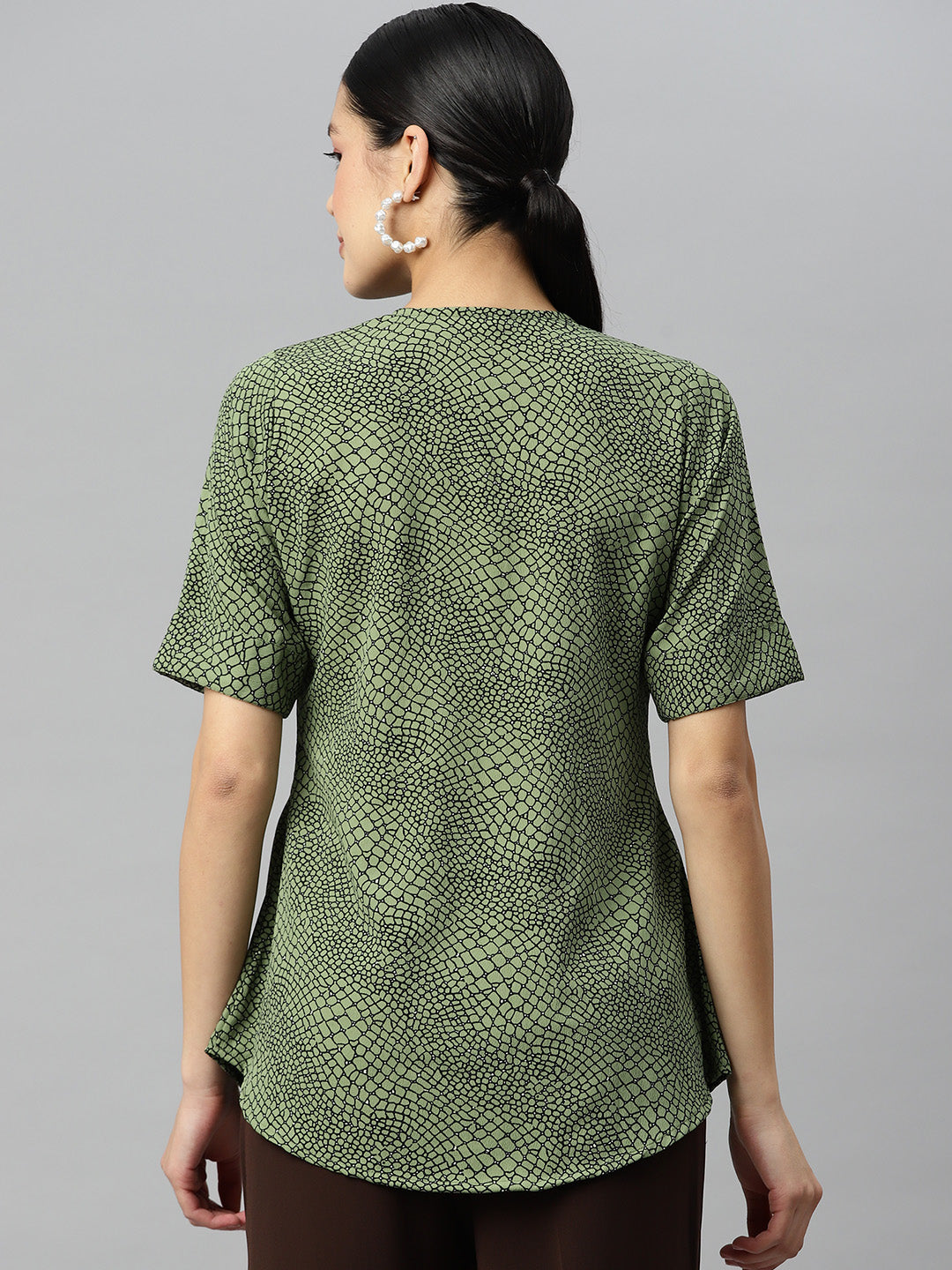 Verdant Charm Crepe Blouse