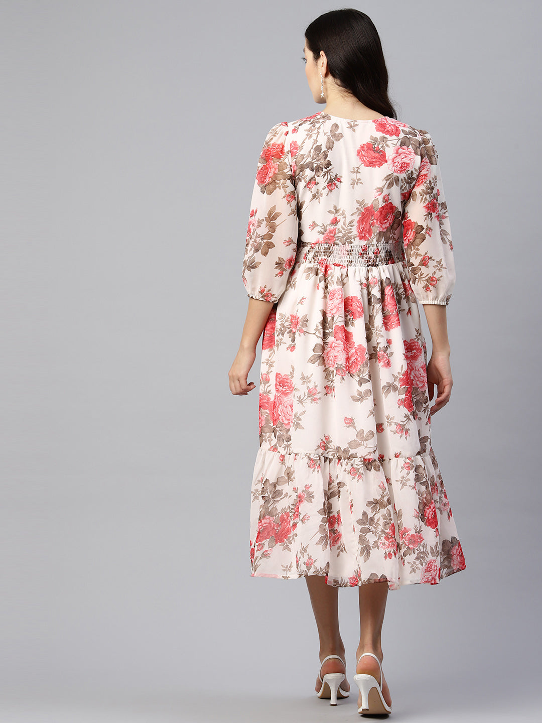 Ivory Cascade Crepe Dress