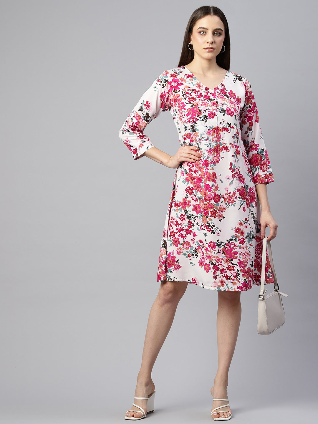 Pristine Elegance Crepe Dress