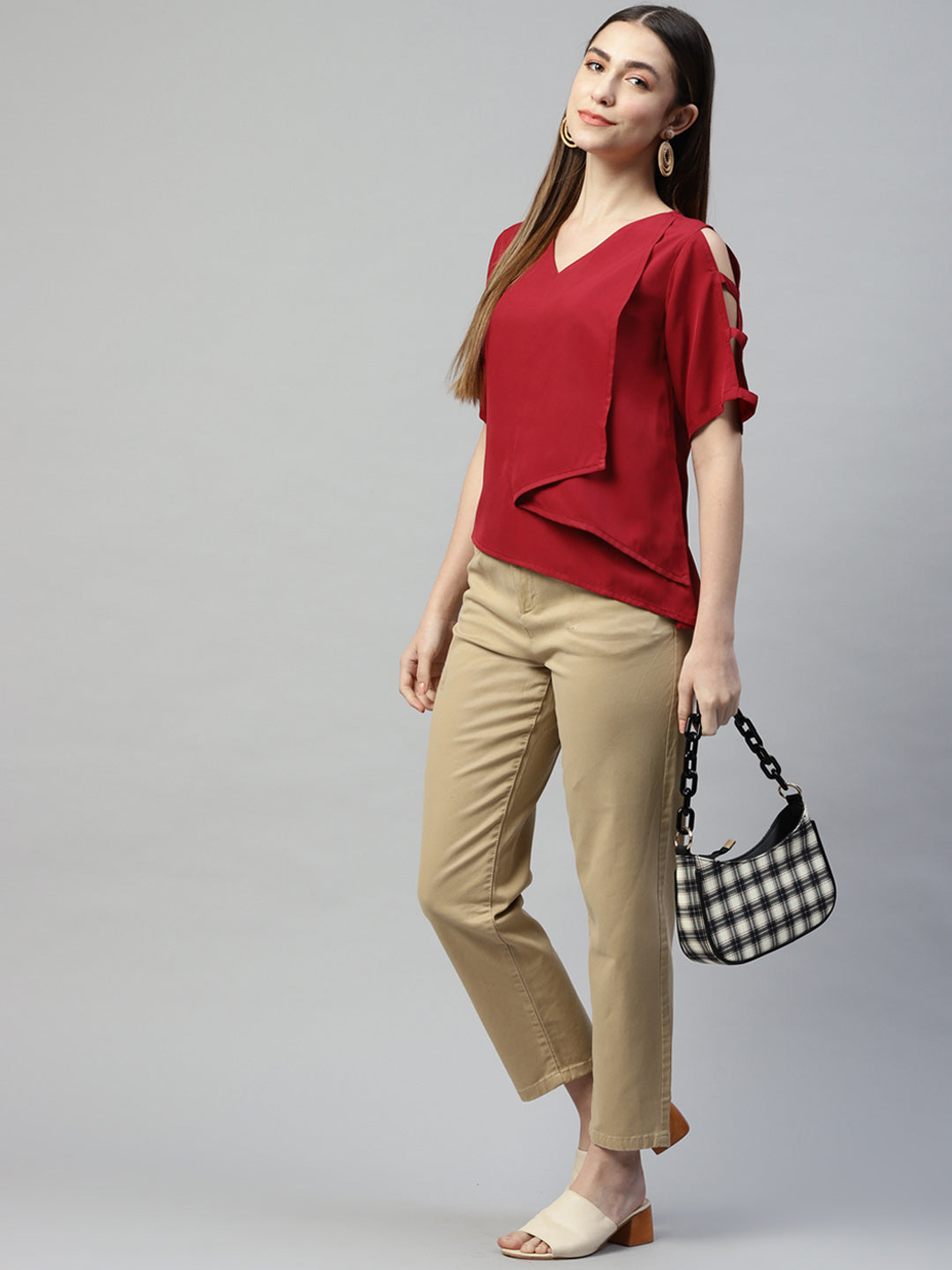 Burgundy Allure Crepe Top