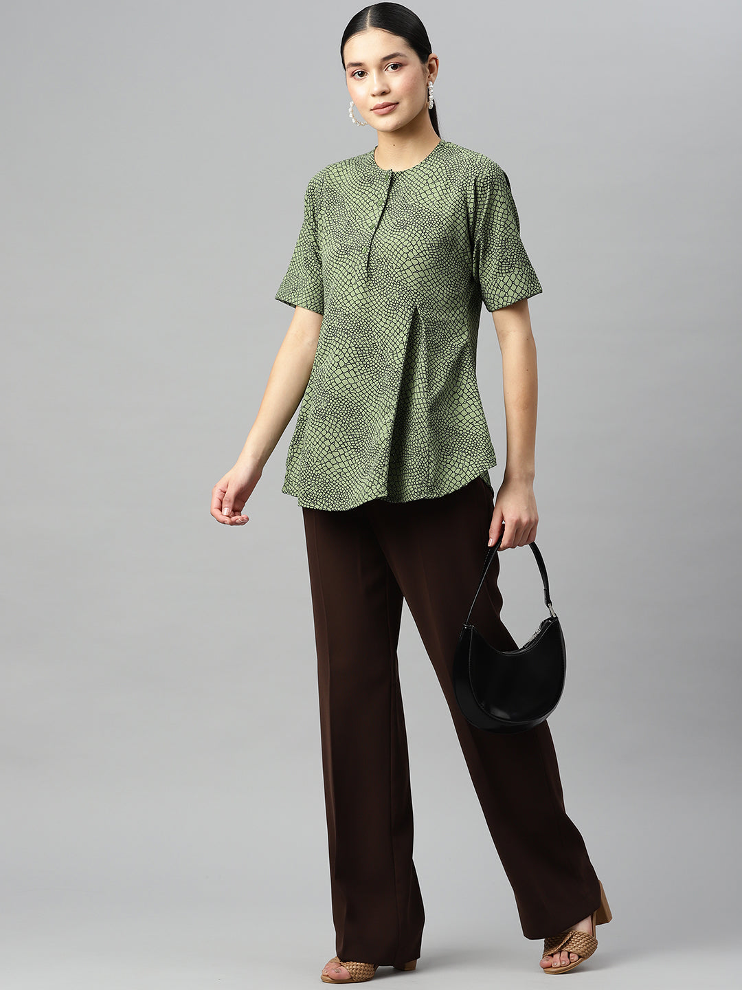 Verdant Charm Crepe Blouse