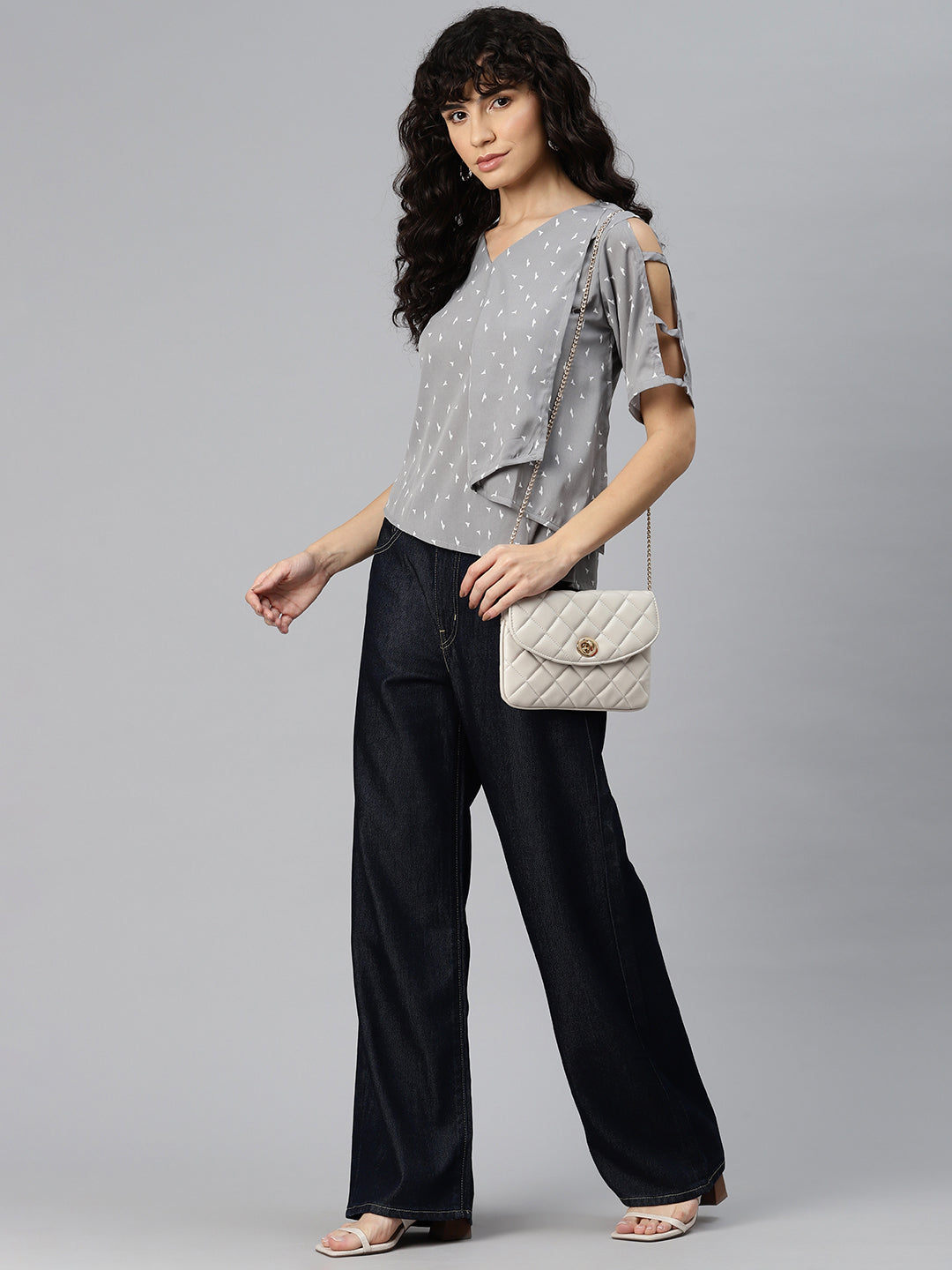 Slate Sophistication Crepe Top