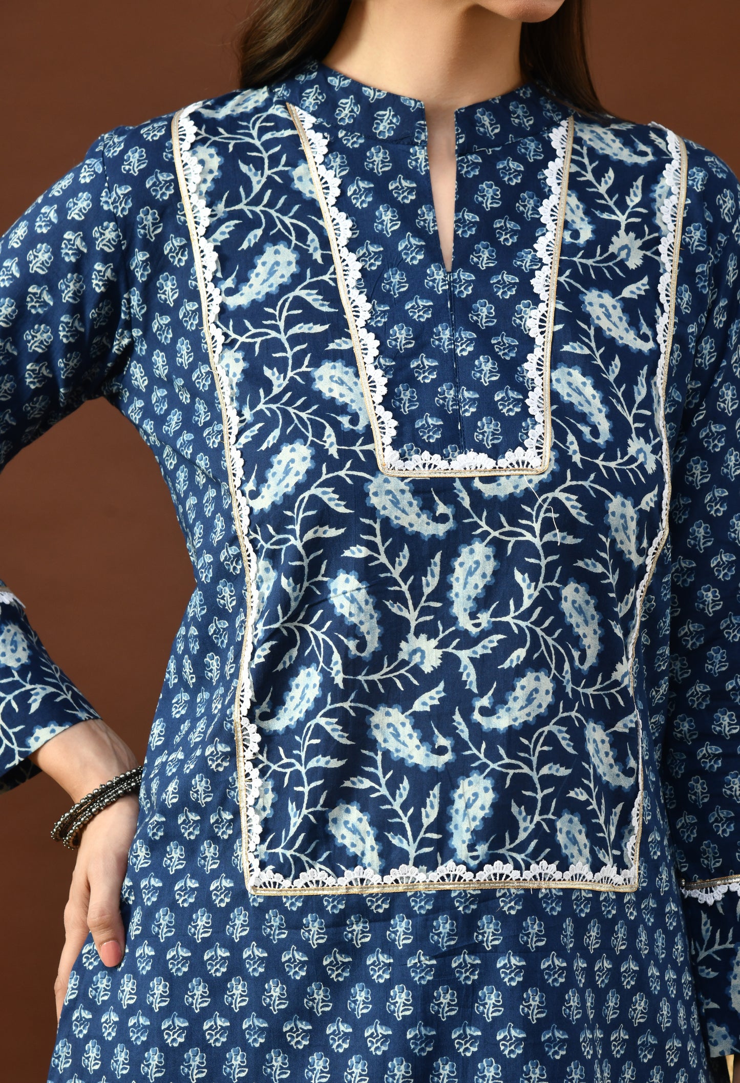 Classic Indigo Block Print Farshi Salwar Set