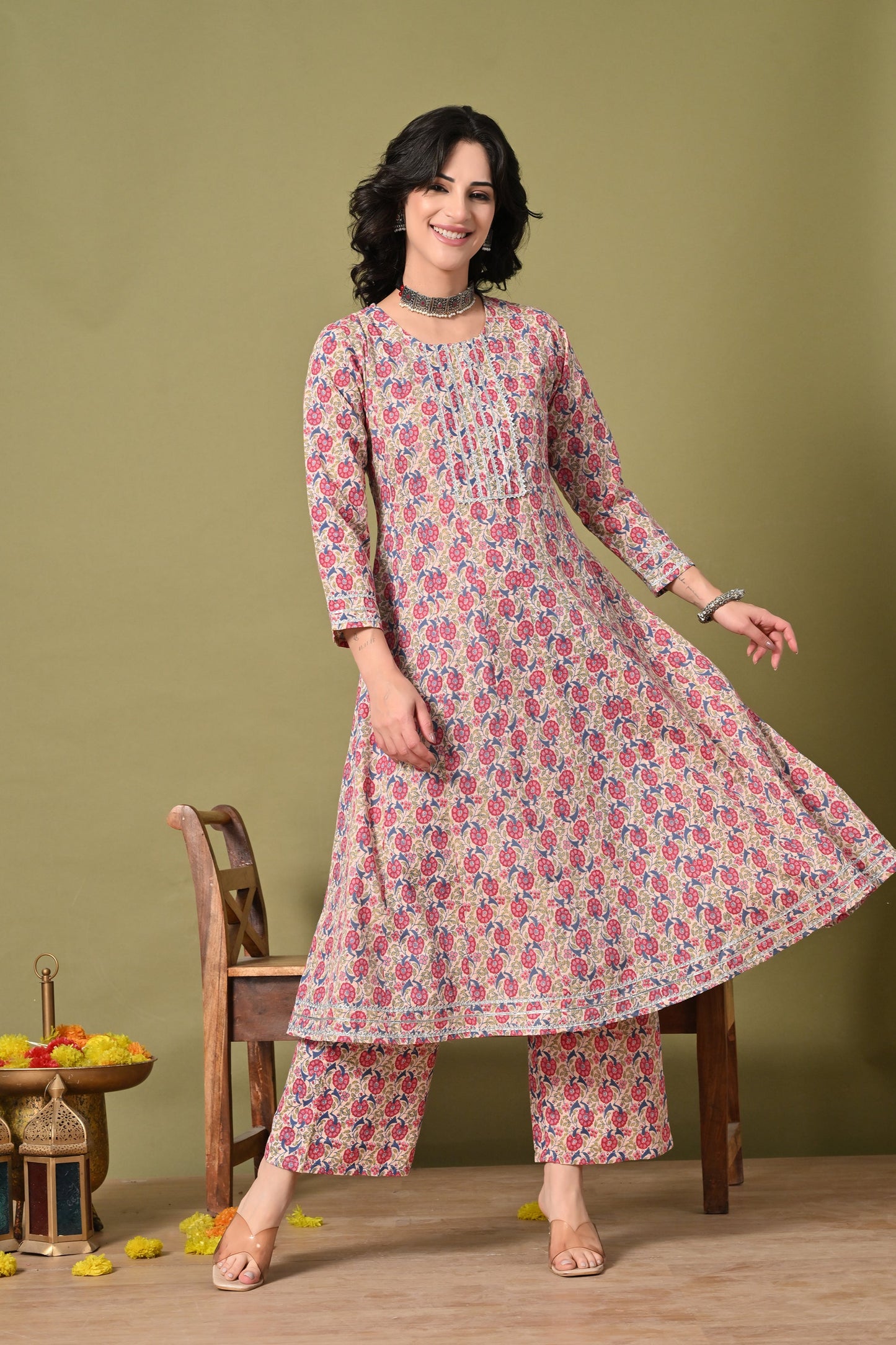Phoolkari Charm Printed Cotton Suit Set