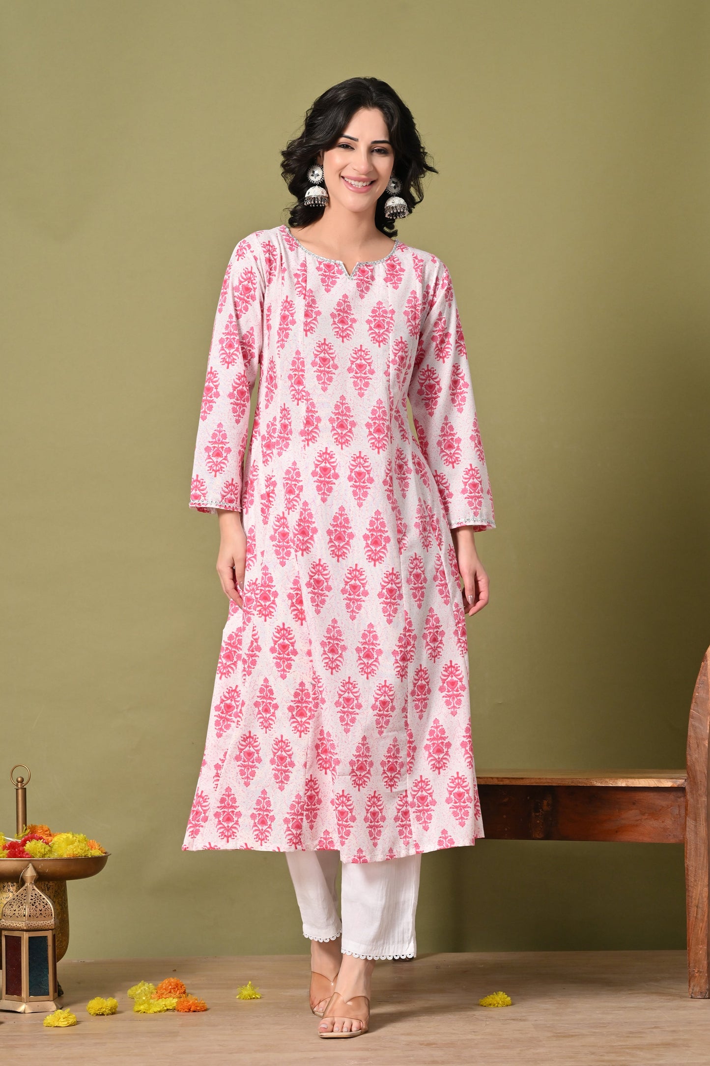 Block Print Blossom Kurti