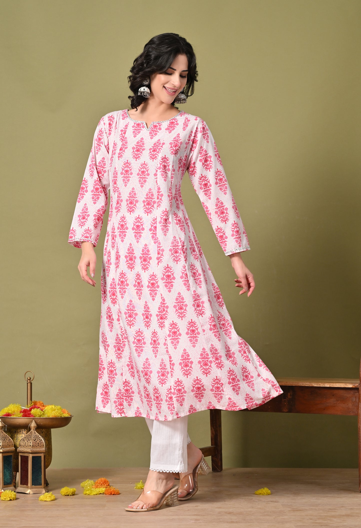 Block Print Blossom Kurti
