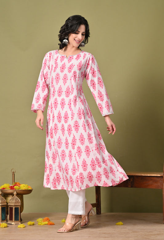 Block Print Blossom Kurti