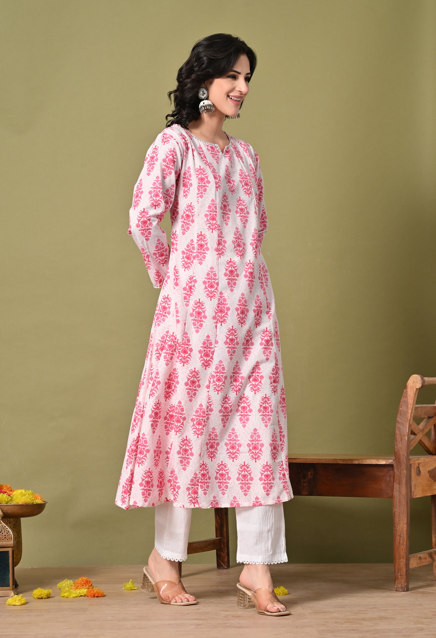 Block Print Blossom Kurti