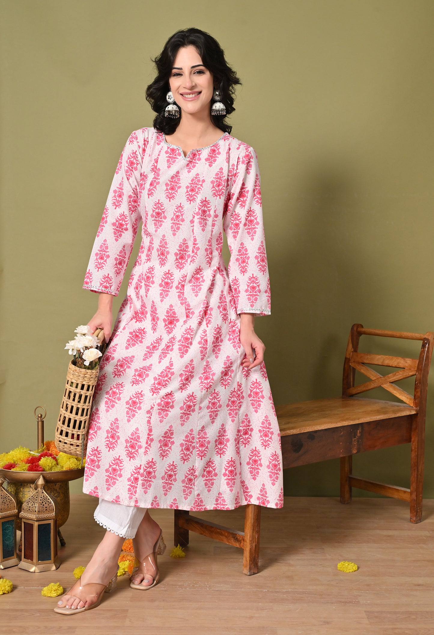Block Print Blossom Kurti