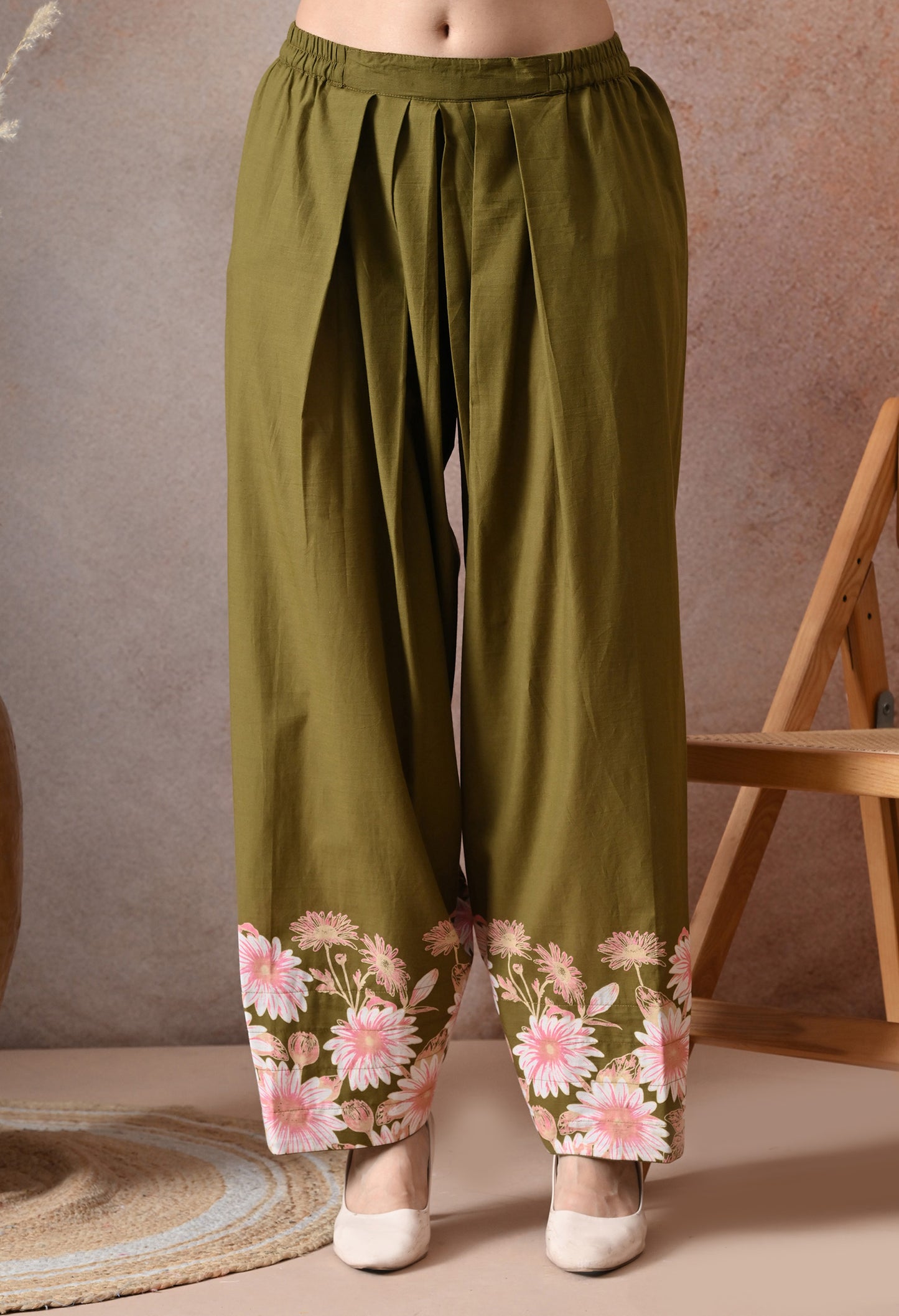 Mehndi Green Floral Printed Cotton Co-ord Set – Farshi Salwar Ethnic Wear