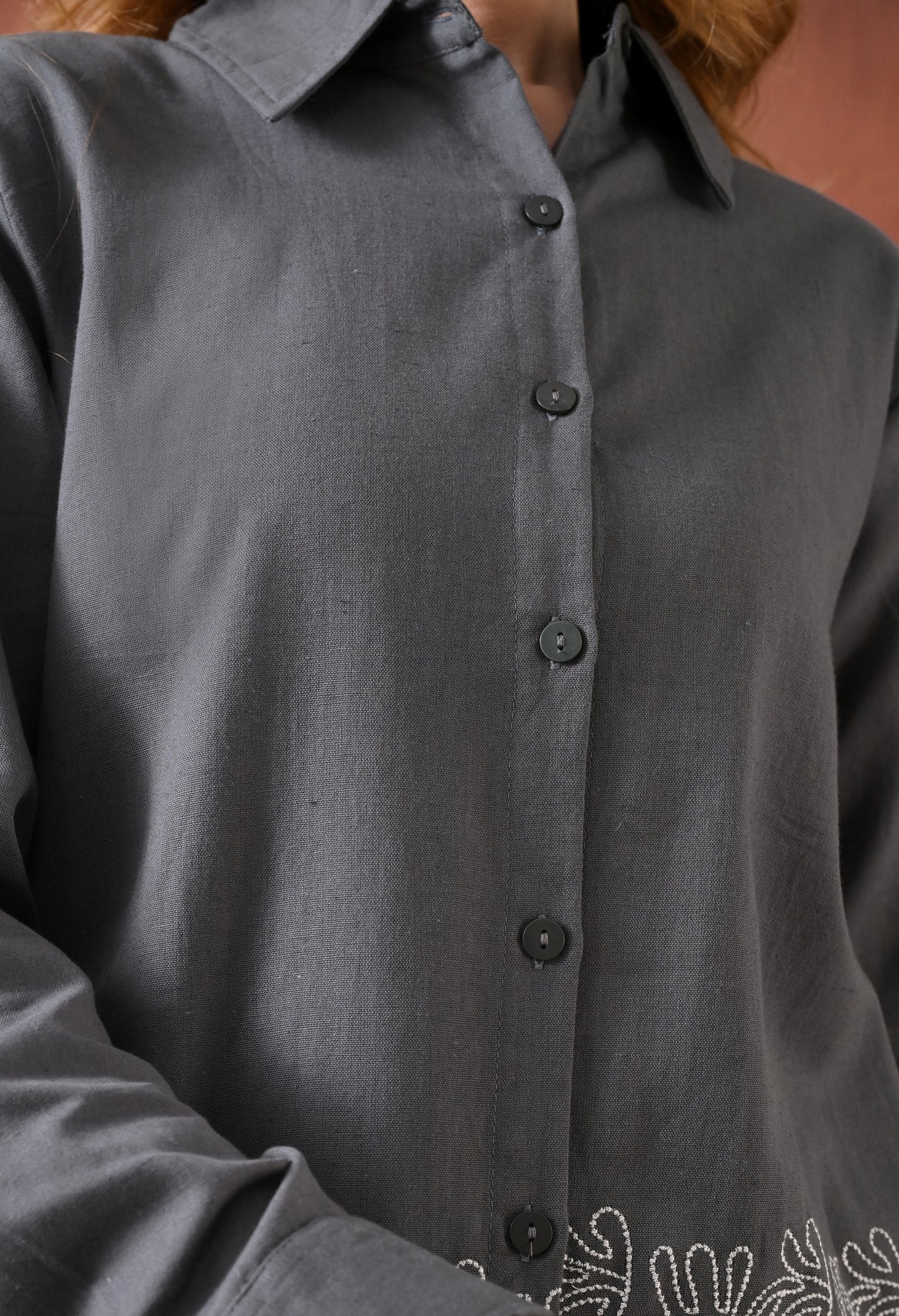 The Stone Grey Tribal Embroidered Co-ord Set