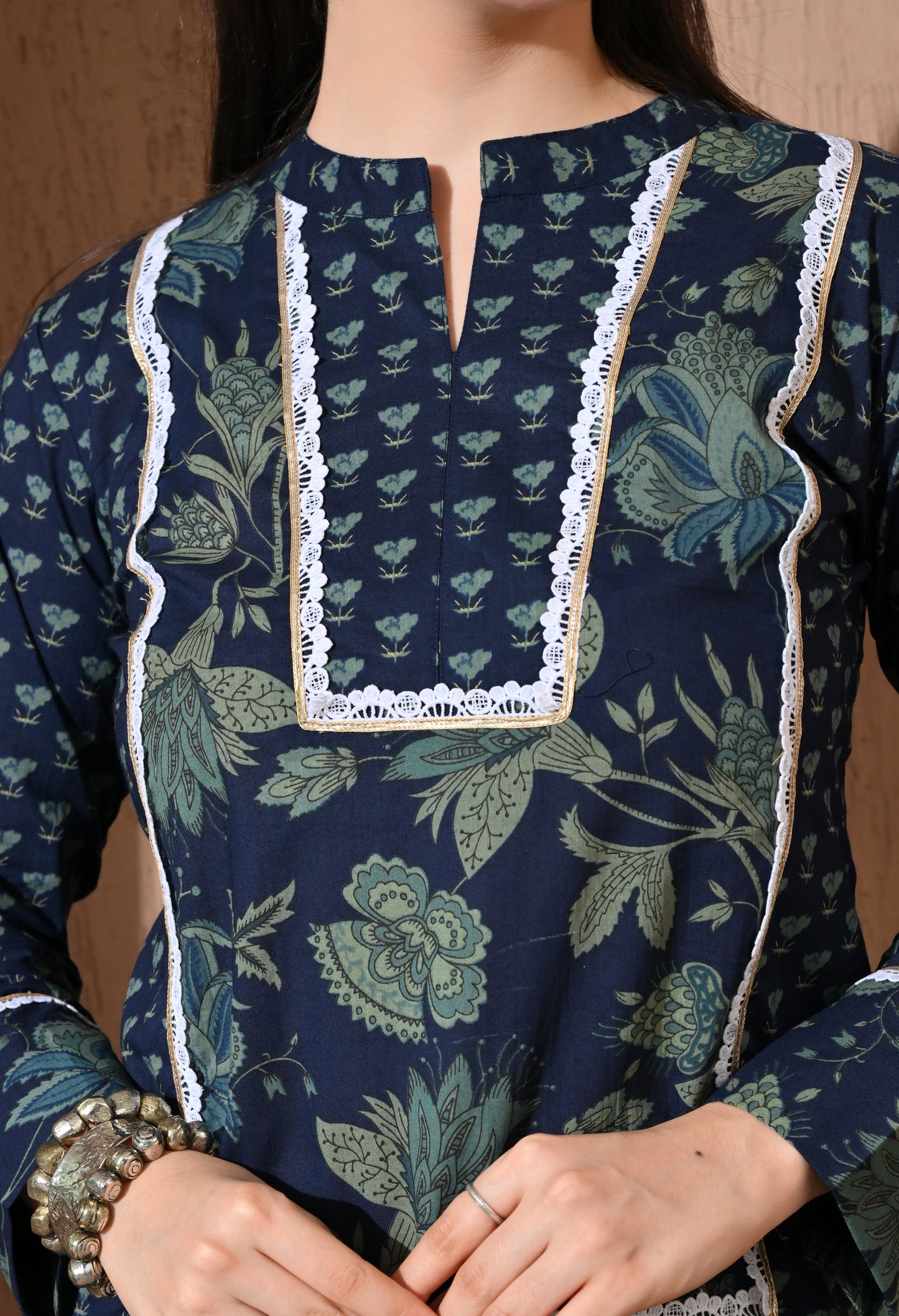Indigo Forest Cotton Farshi Set