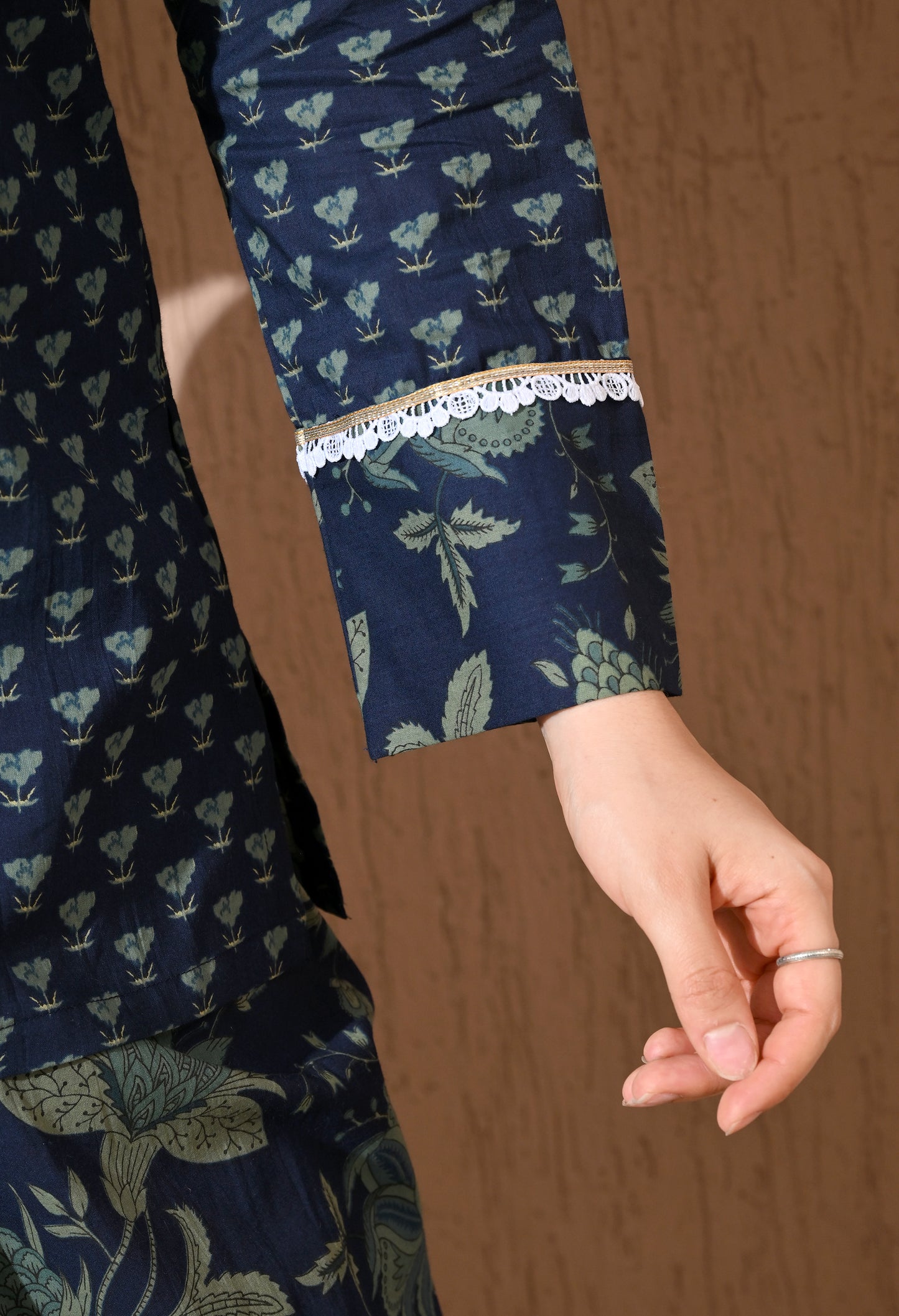 Indigo Forest Cotton Farshi Set