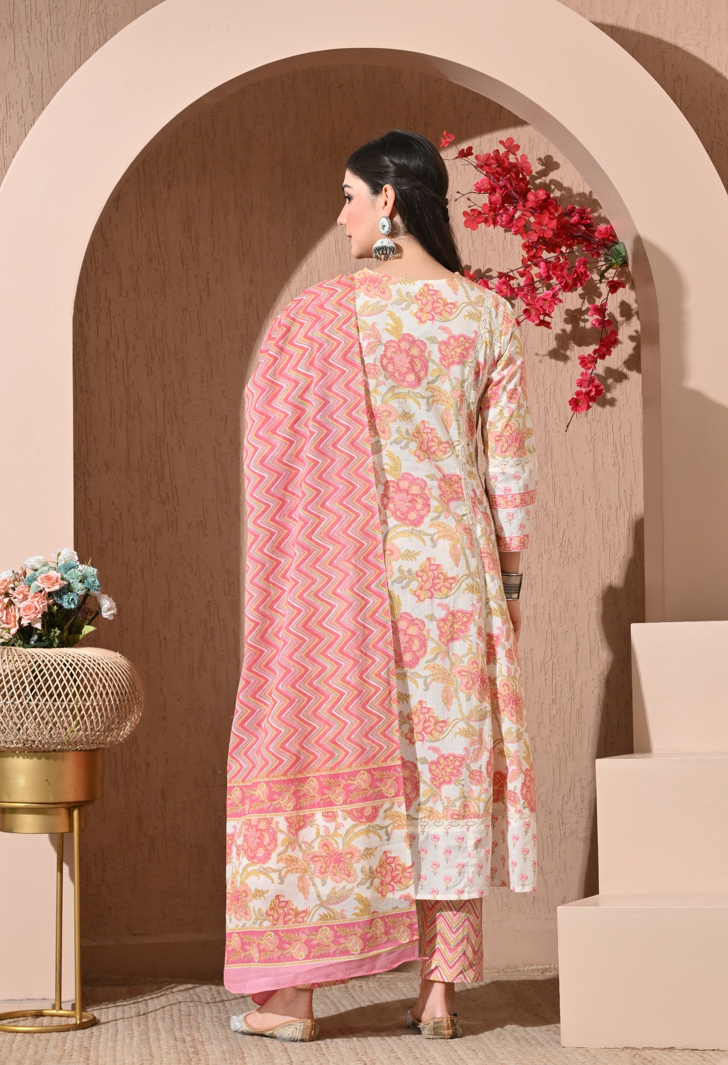 Summer Blossom Cotton Anarkali Suit Set