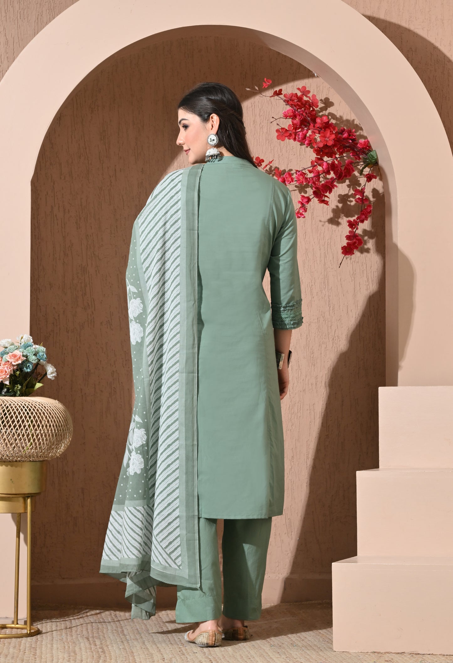 Ethereal Sage Premium Cotton Suit Set