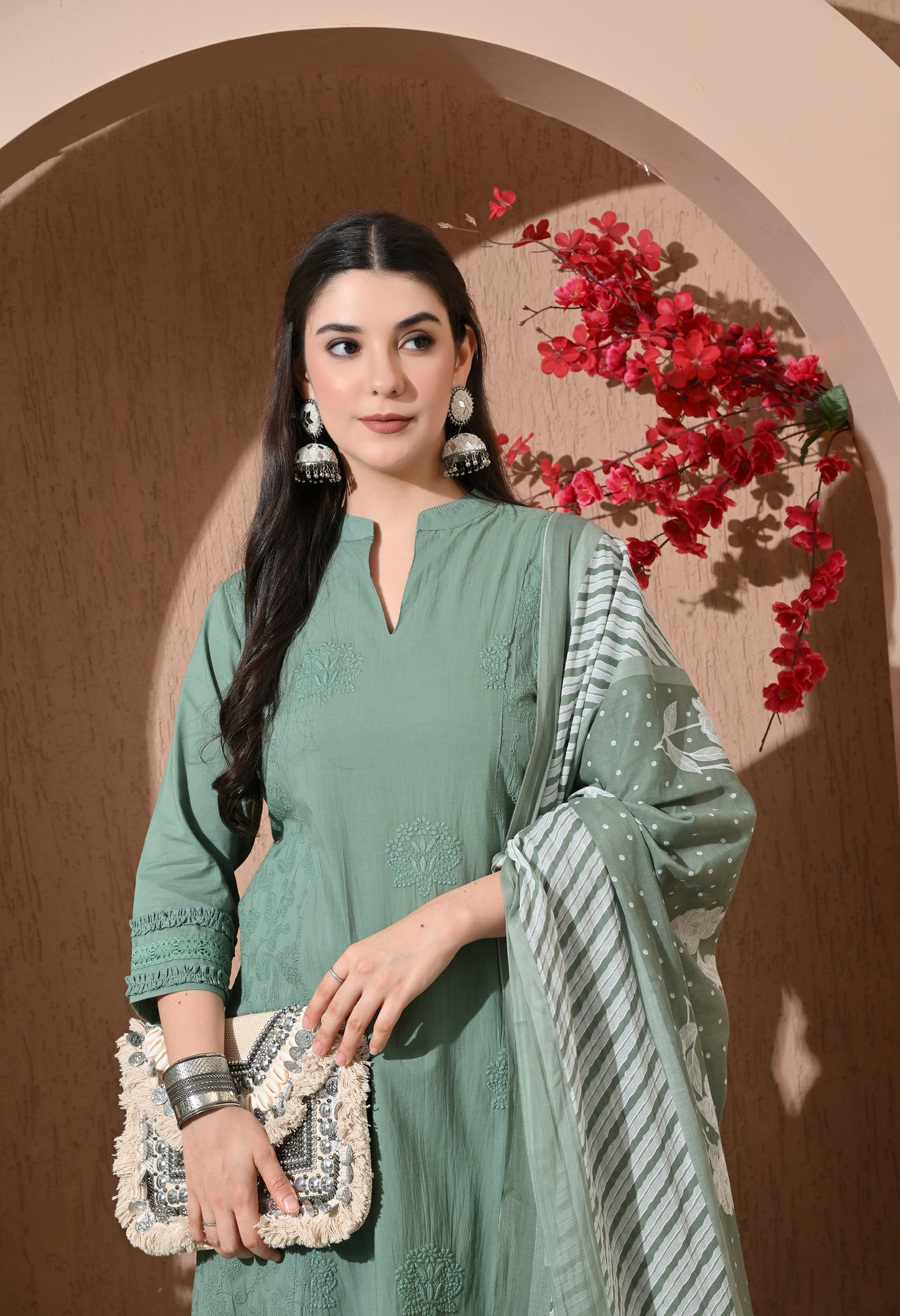 Ethereal Sage Premium Cotton Suit Set