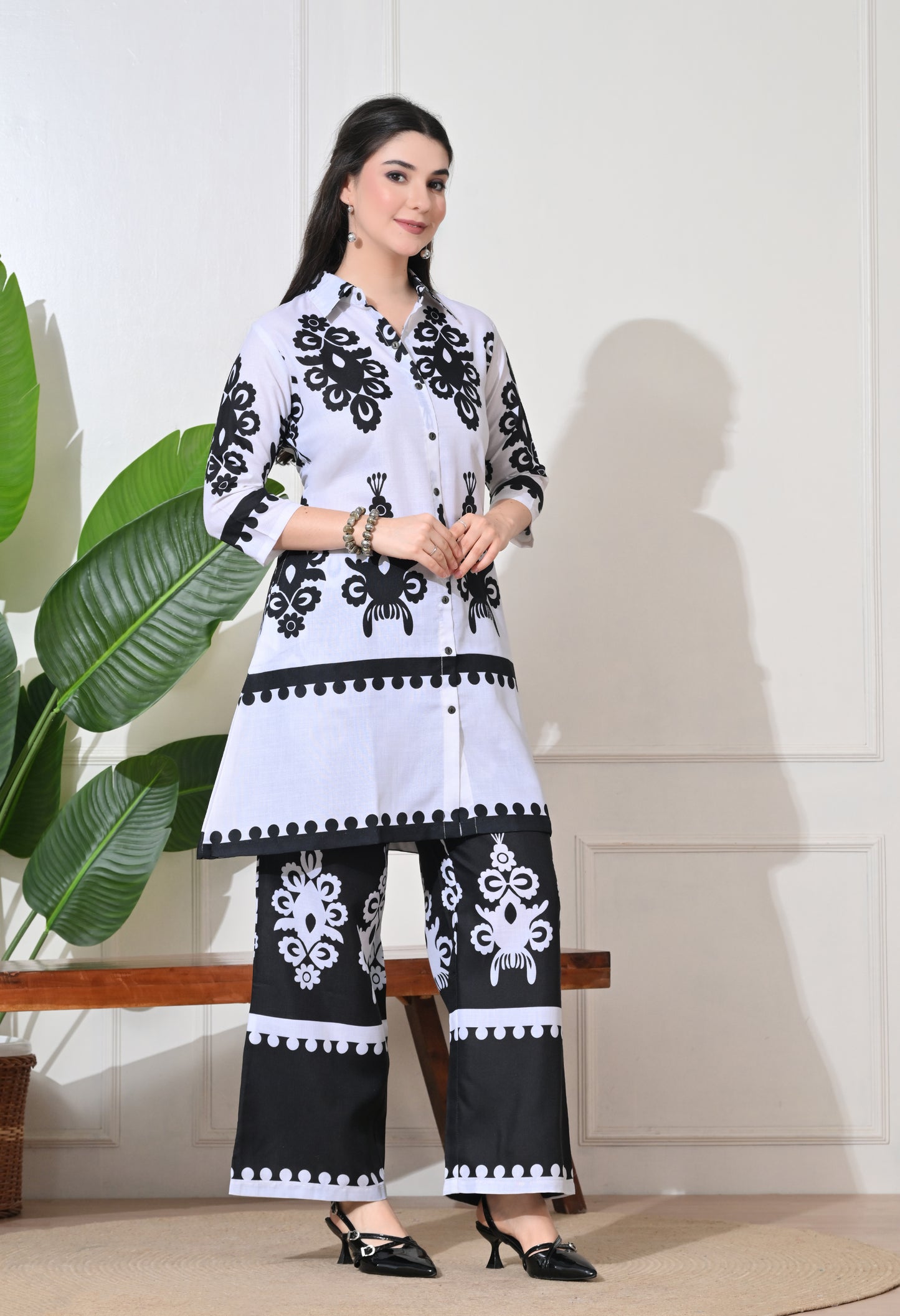 Monochrome Medallion Linen Co-ord Set