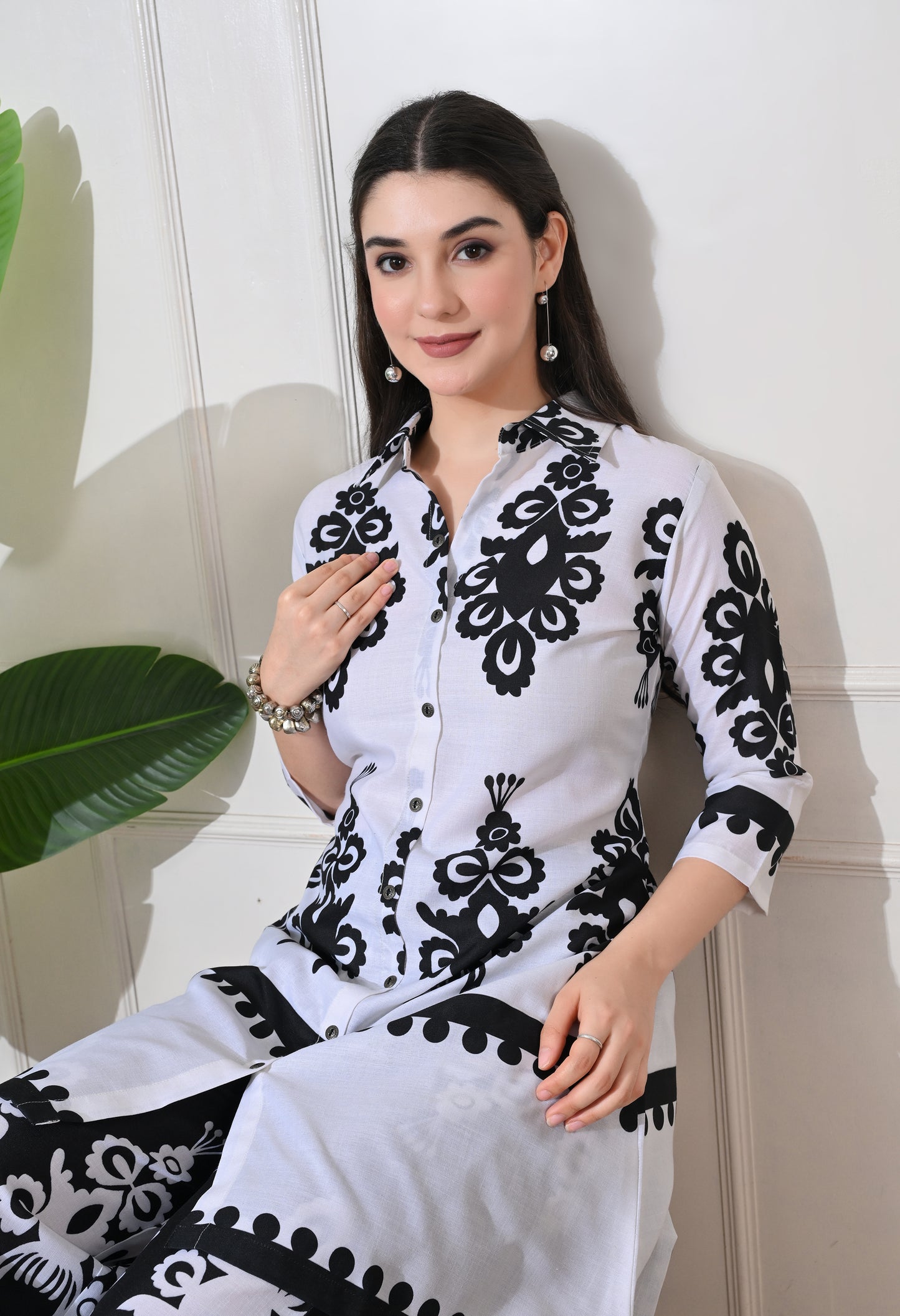 Monochrome Medallion Linen Co-ord Set