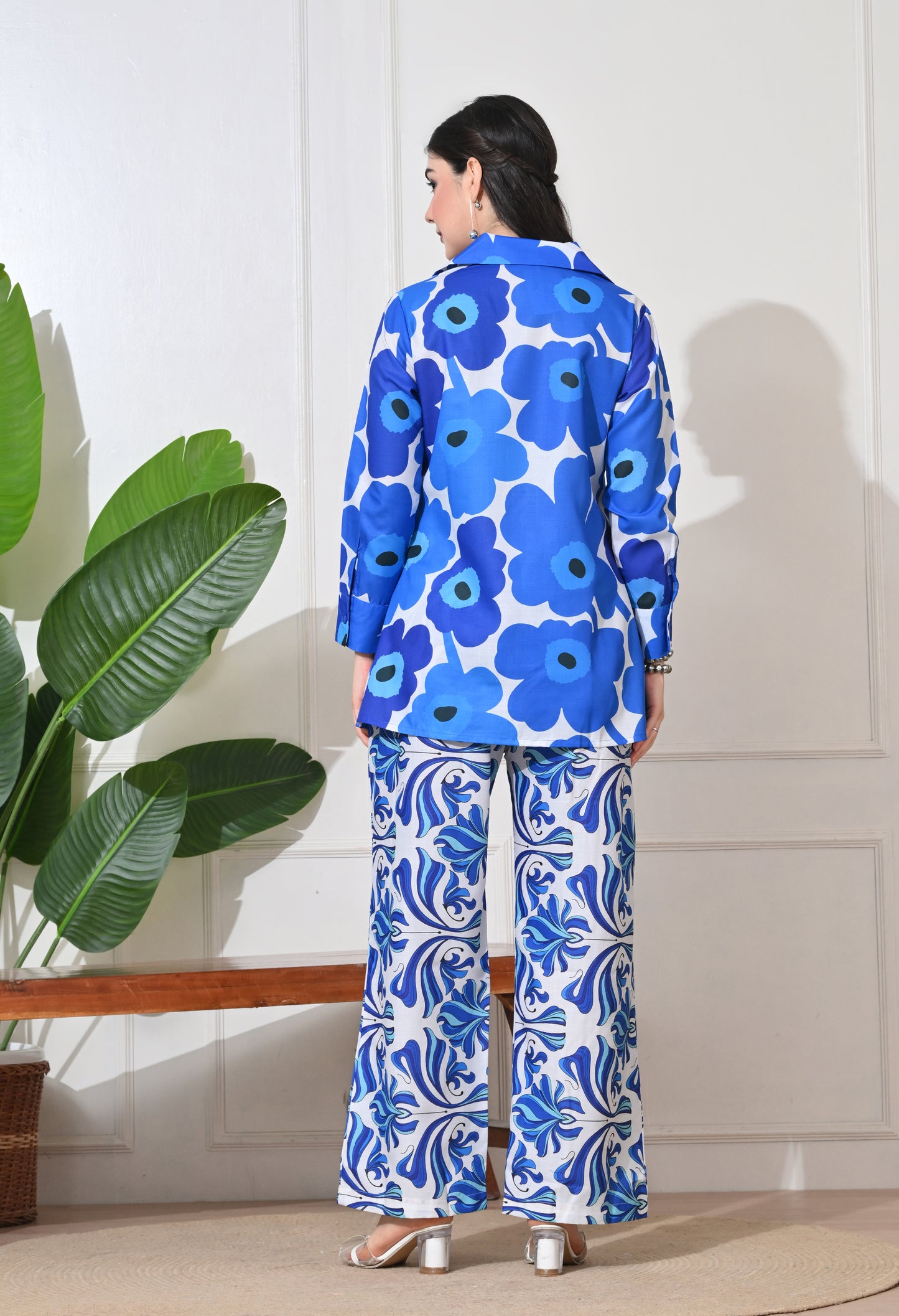 Azure Bloom Linen Co-ord Set