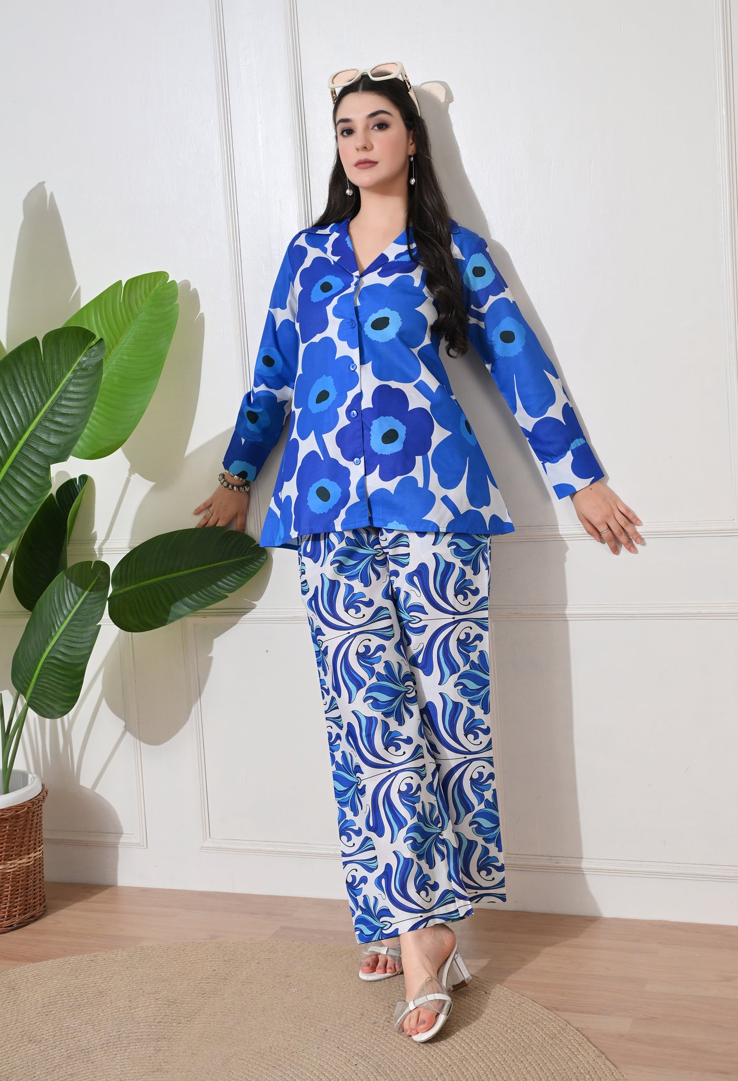 Azure Bloom Linen Co-ord Set