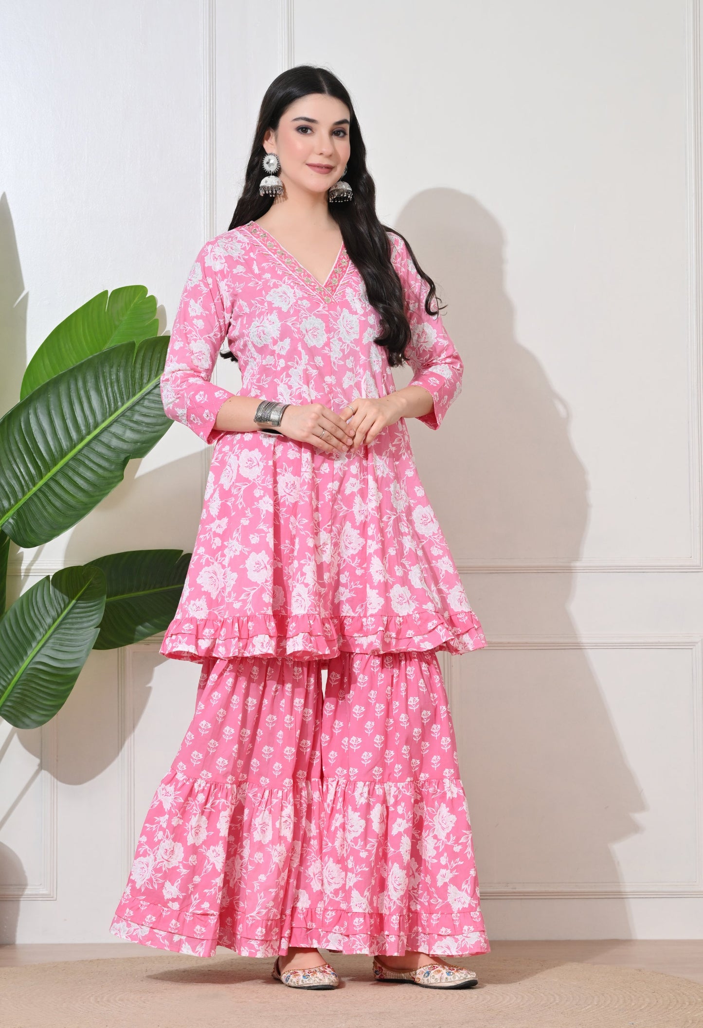 Pink Petal Premium Cotton Sharara Suit