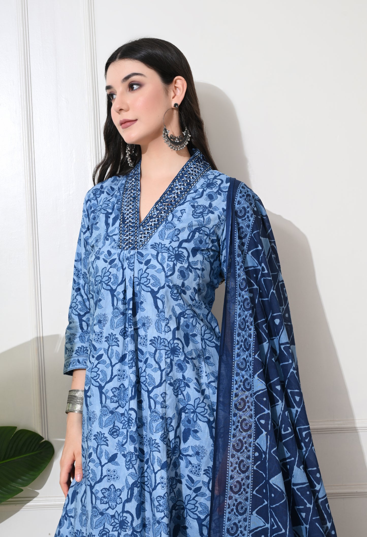 Indigo Dream Cotton Anarkali Suit Set
