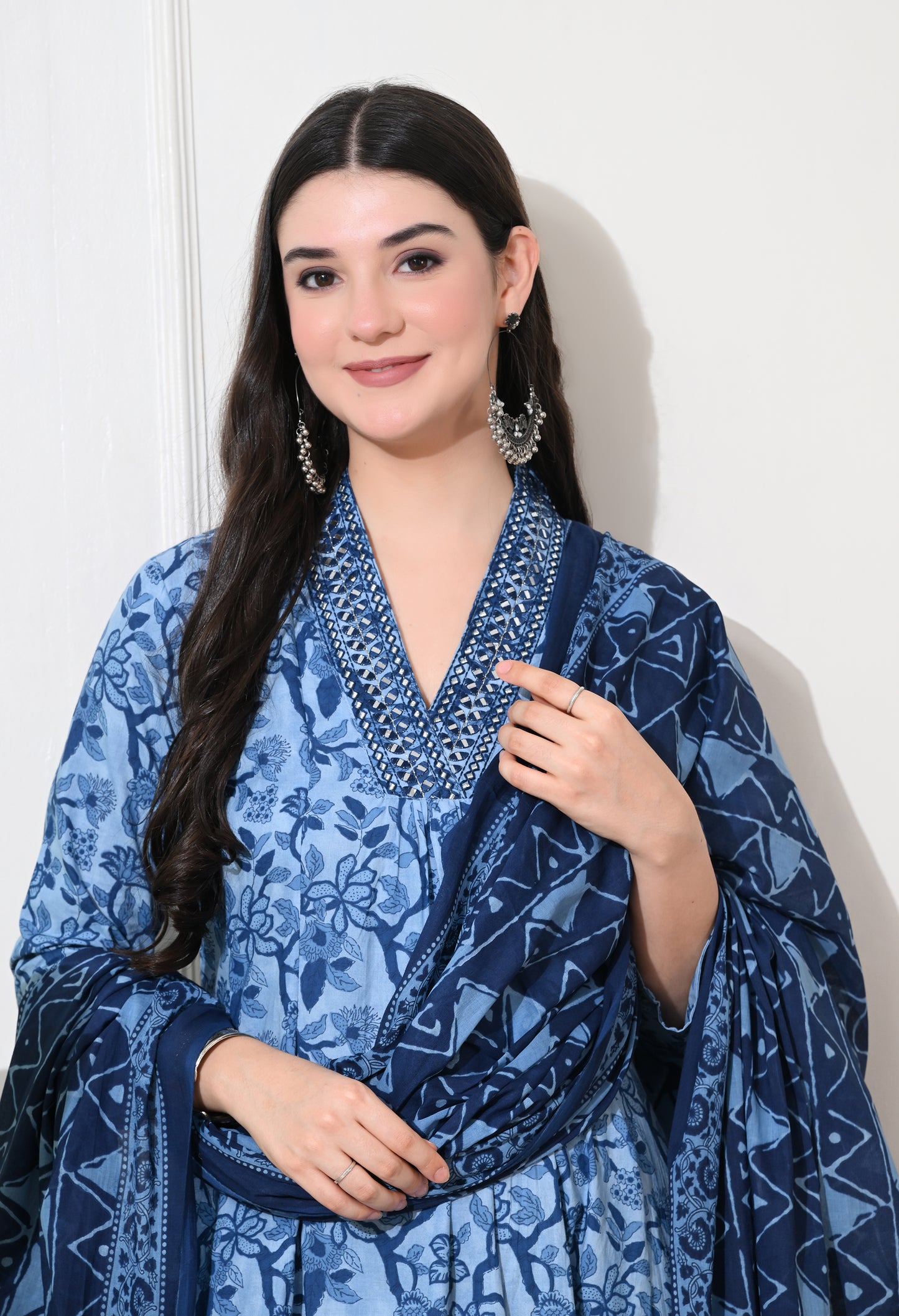 Indigo Dream Cotton Anarkali Suit Set