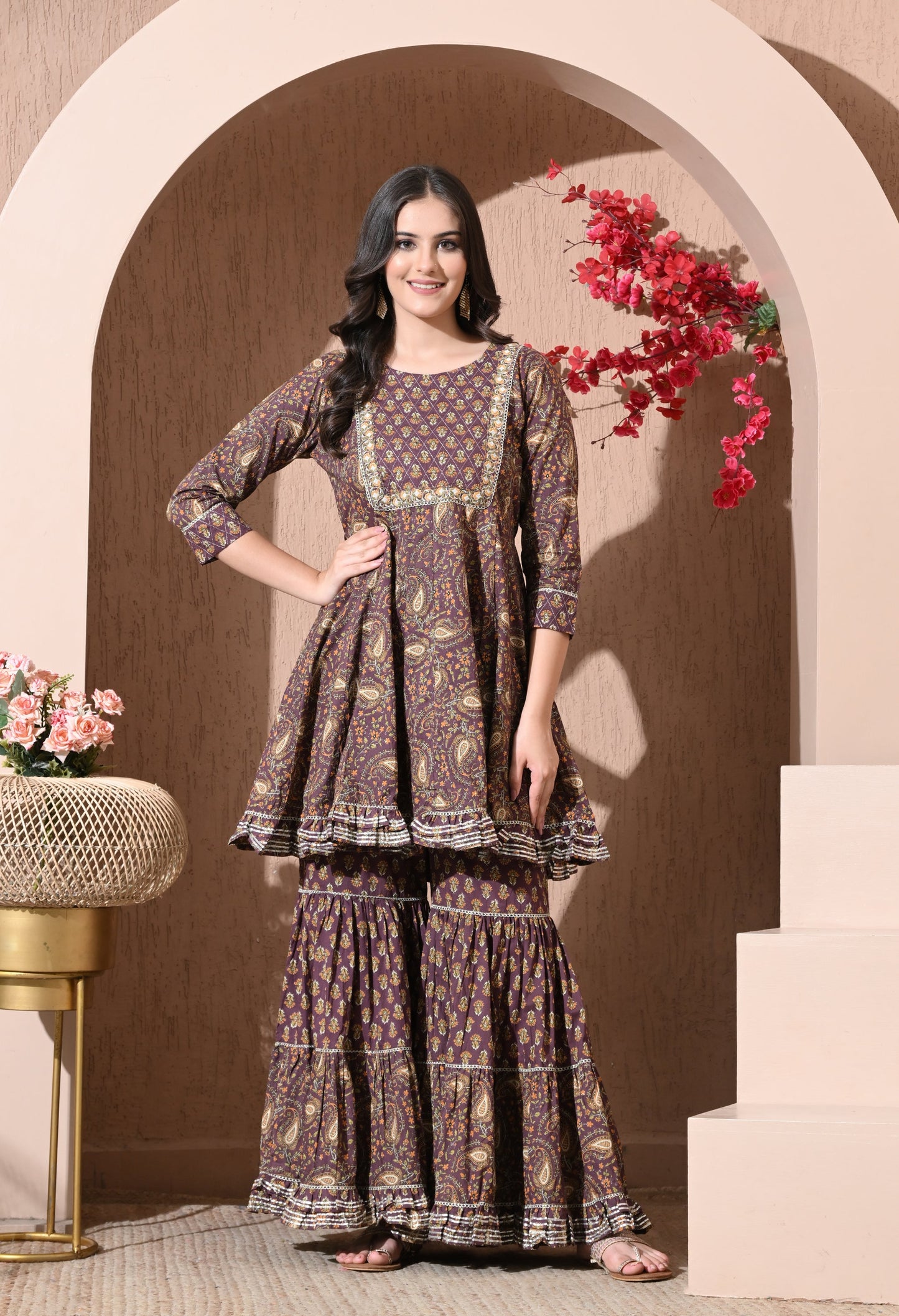 Rustic Charm Cotton Sharara Set