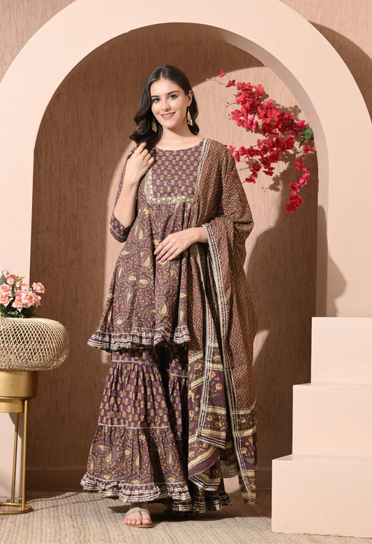 Rustic Charm Cotton Sharara Set
