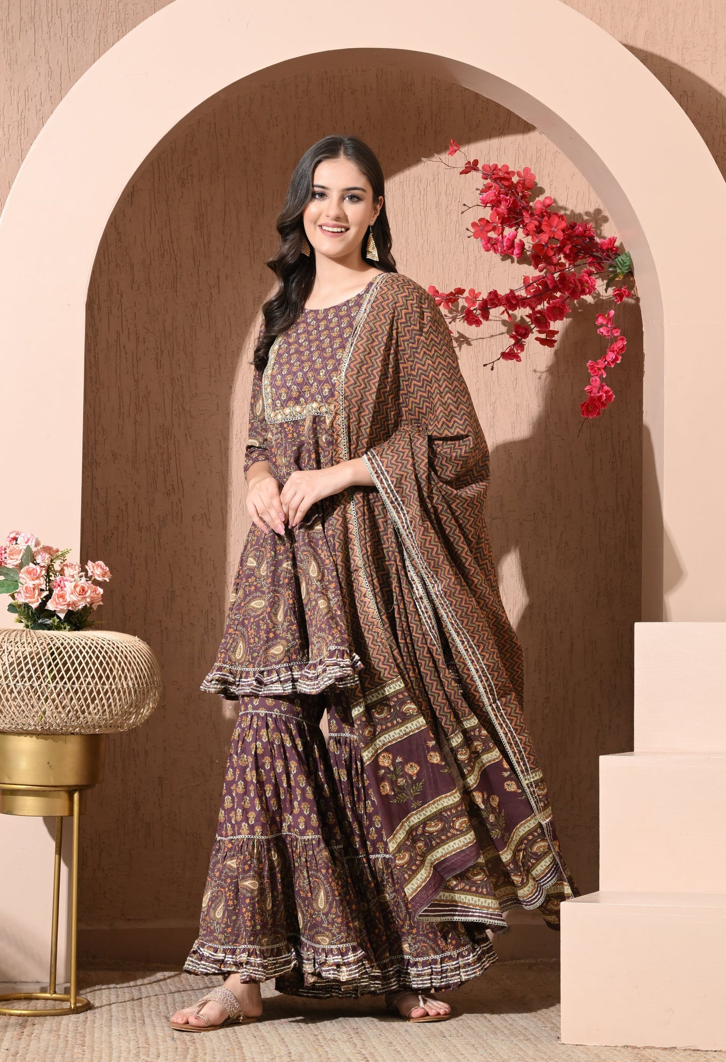 Rustic Charm Cotton Sharara Set
