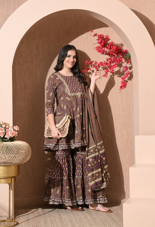 Rustic Charm Cotton Sharara Set