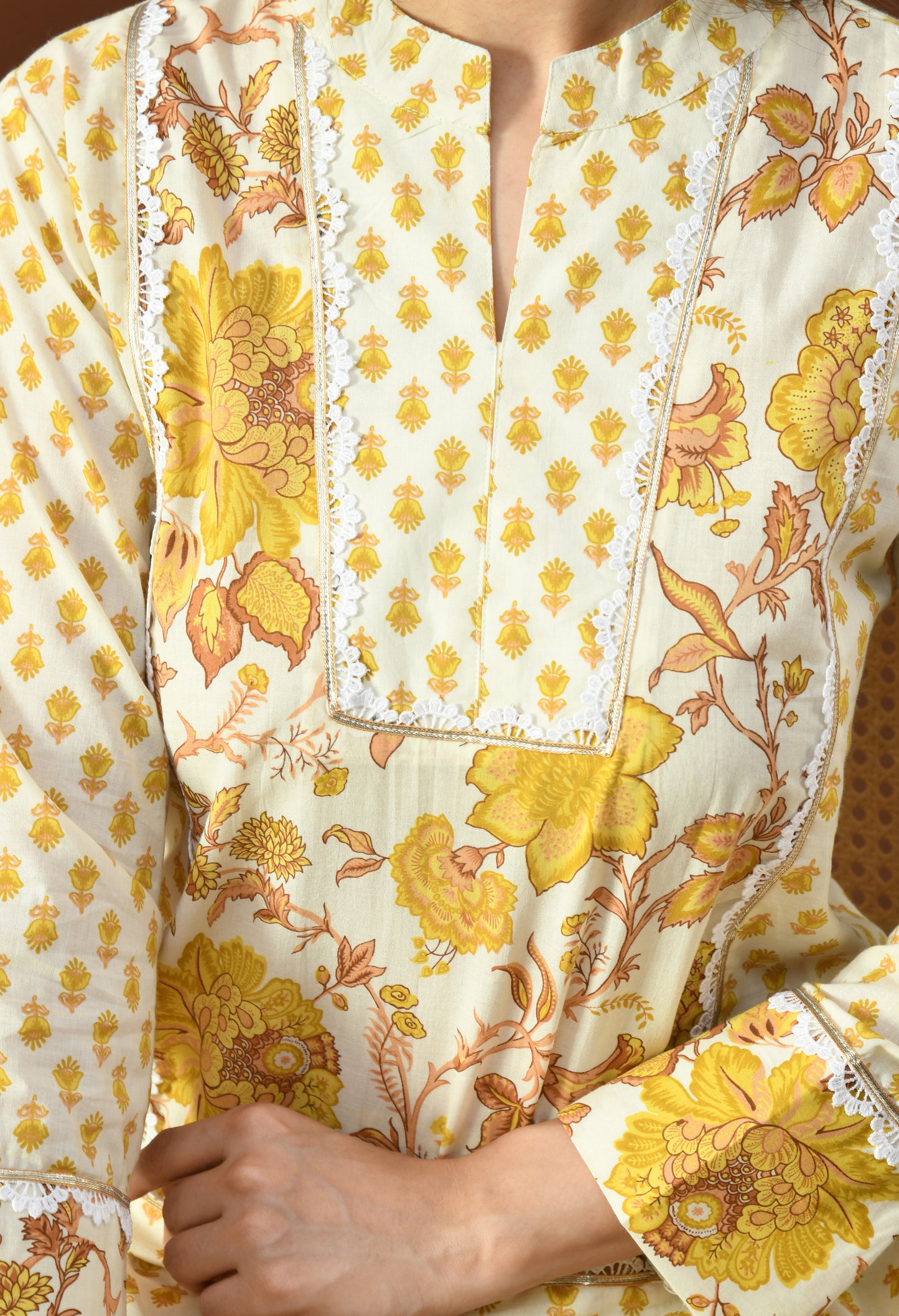 Sunshine Yellow & Ivory Block Print Farshi Salwar Set