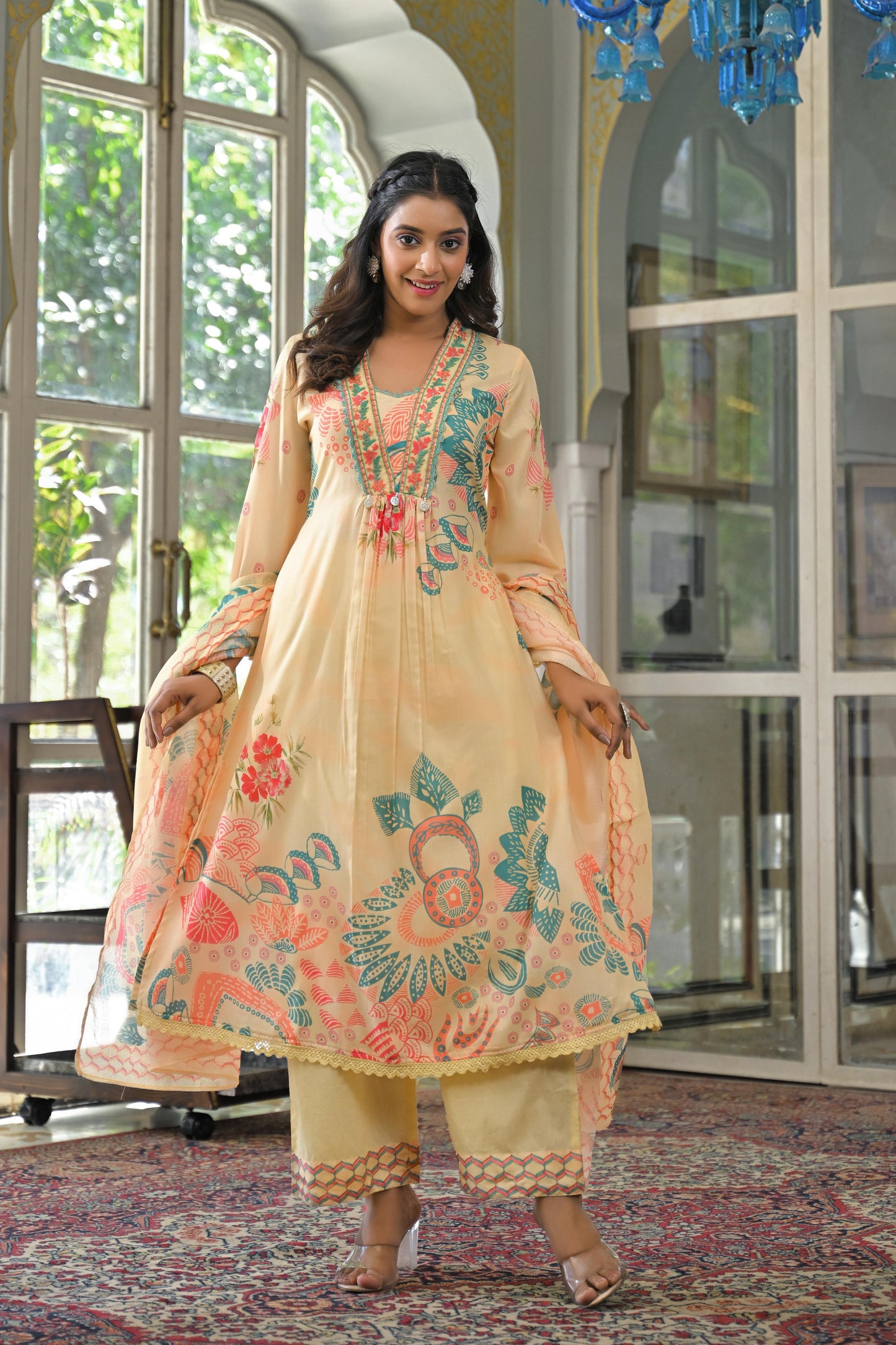 Sunlit Symphony Cotton Printed Suit Set