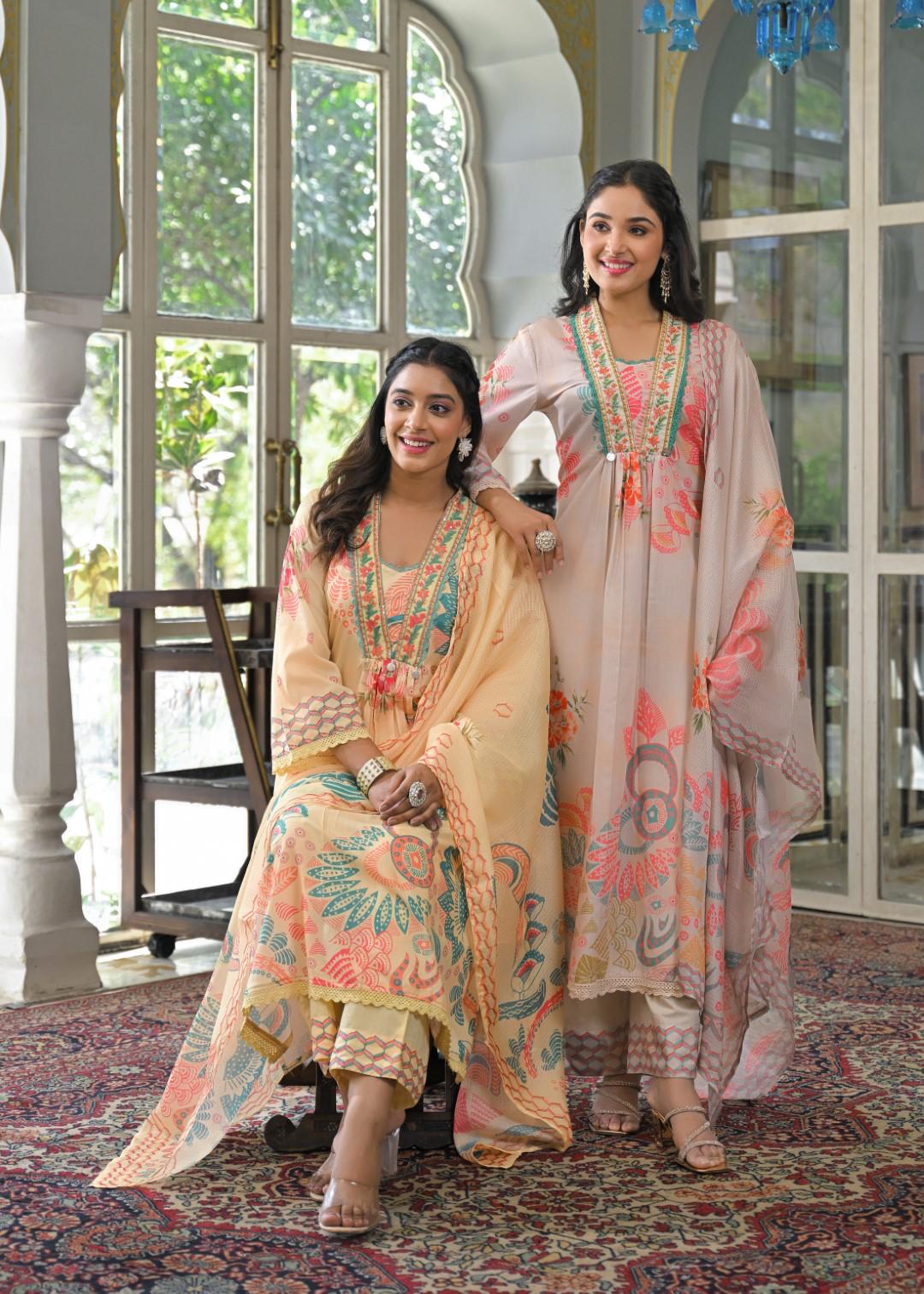 Sunlit Symphony Cotton Printed Suit Set