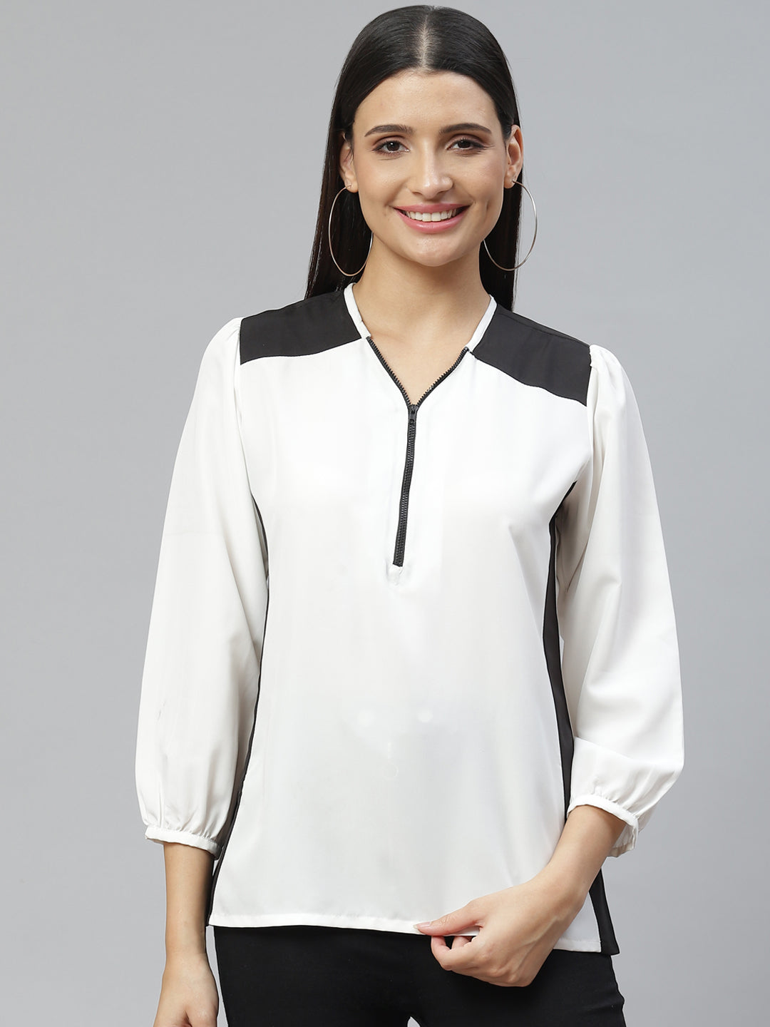 Ivory Edge Colorblock Zip Top