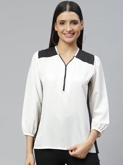 Ivory Edge Colorblock Zip Top