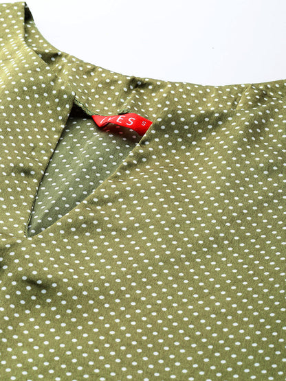 Olive Whisper Polka Tunic Kurti