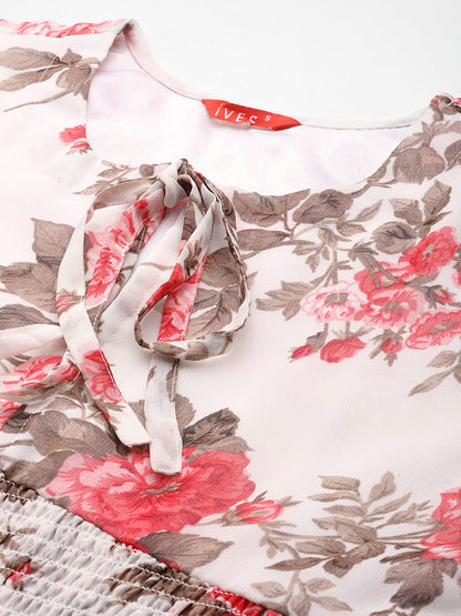 Ivory Cascade Crepe Dress