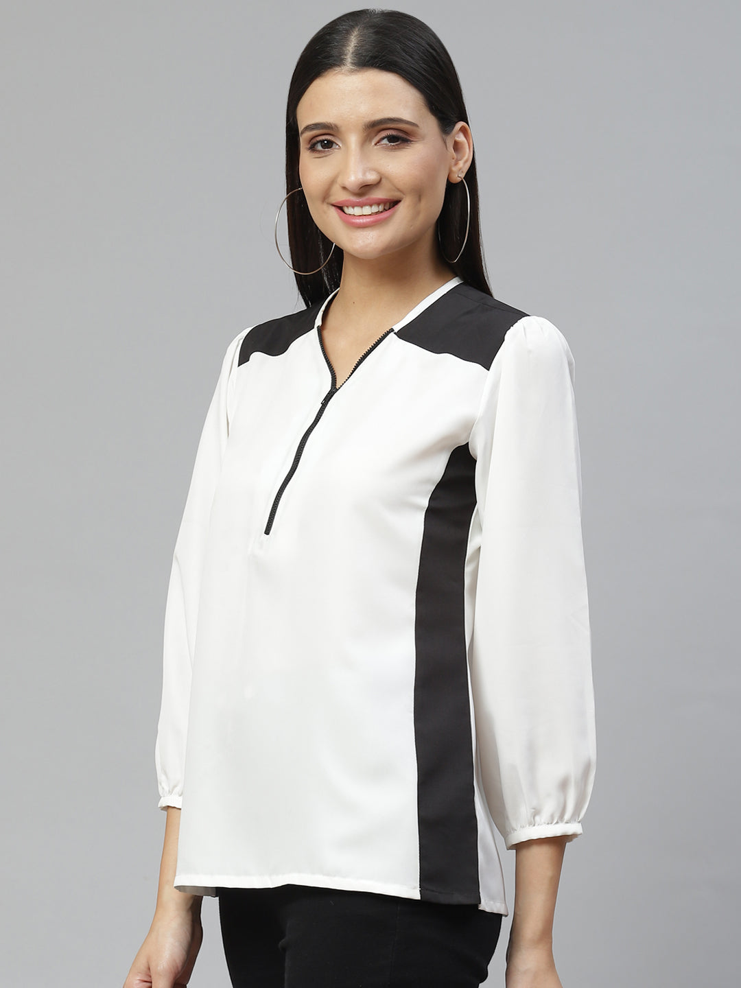 Ivory Edge Colorblock Zip Top
