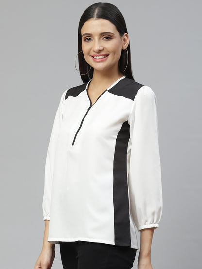 Ivory Edge Colorblock Zip Top